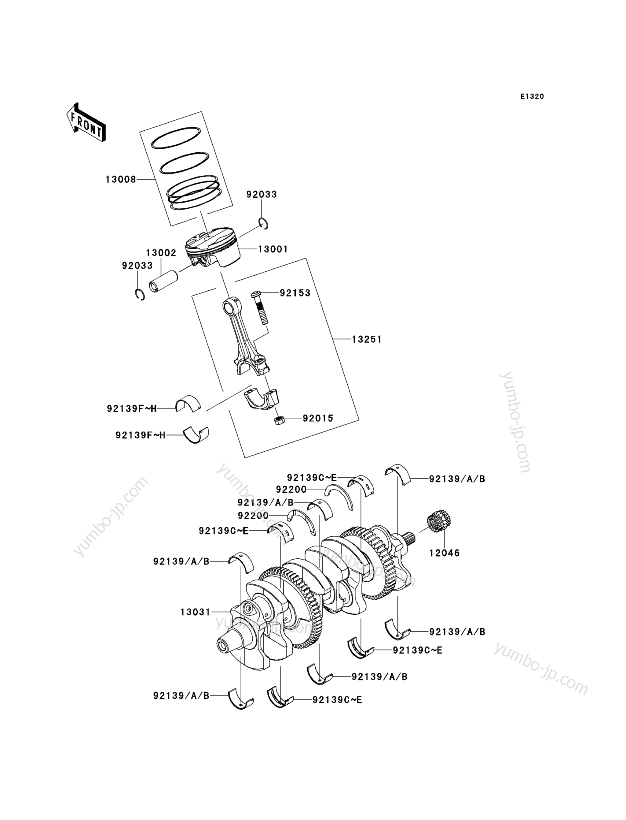 Crankshaft/Piston(s) для мотоциклов KAWASAKI NINJA ZX-10R (ZX1000JEF) 2014 г.