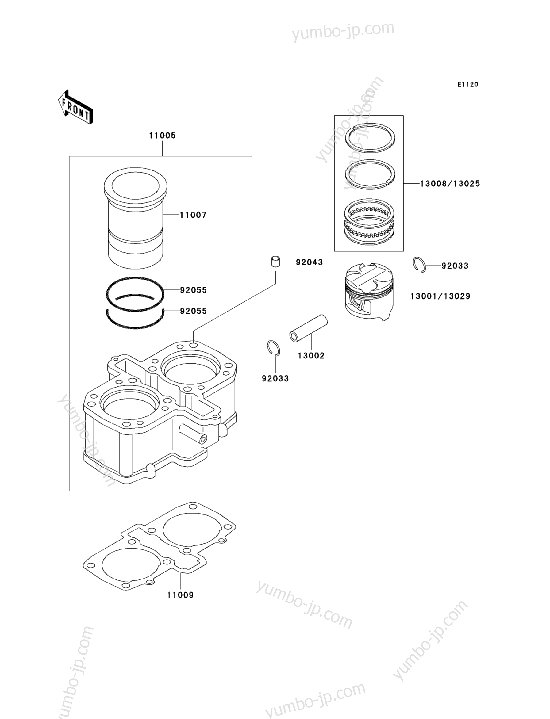 Cylinder/Piston(s) для мотоциклов KAWASAKI NINJA 500 (EX500-D10) 2003 г.