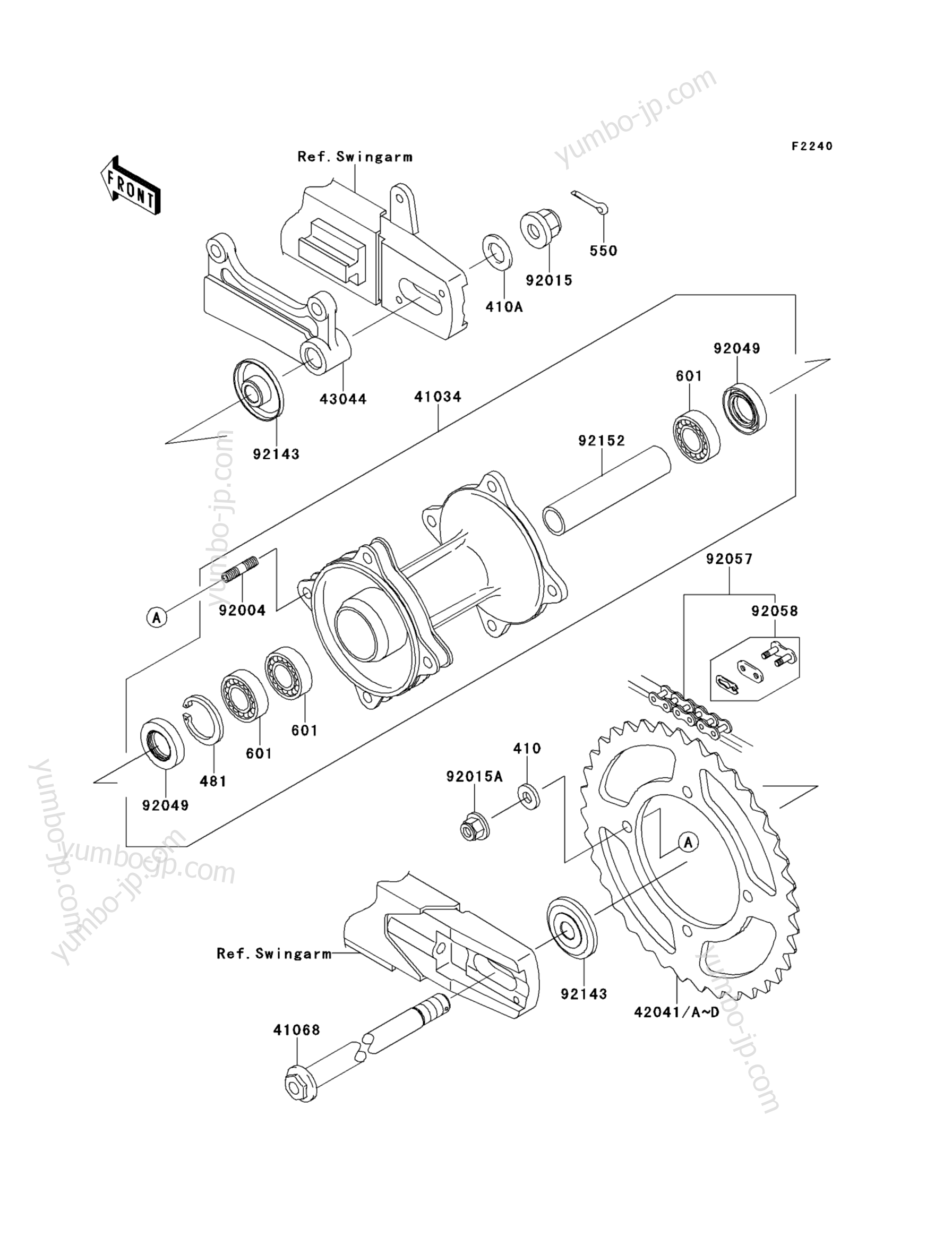 REAR HUB для мотоциклов KAWASAKI KX85 (KX85AAF) 2010 г.