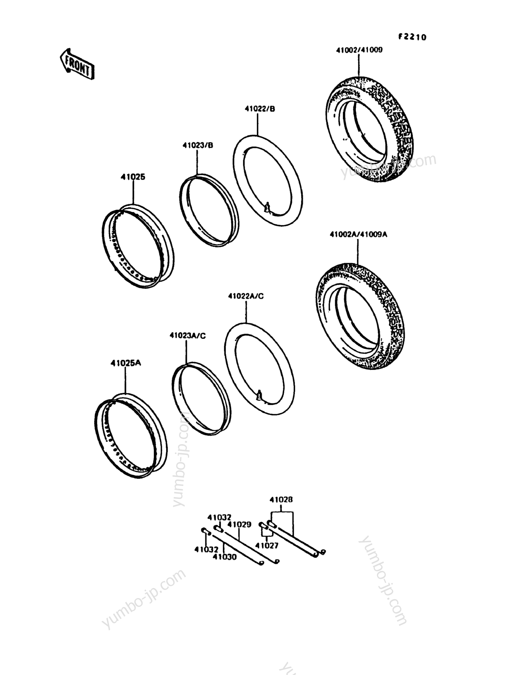 WHEELS/TIRES for motorcycles KAWASAKI KE100 (KE100-B12) 1993 year