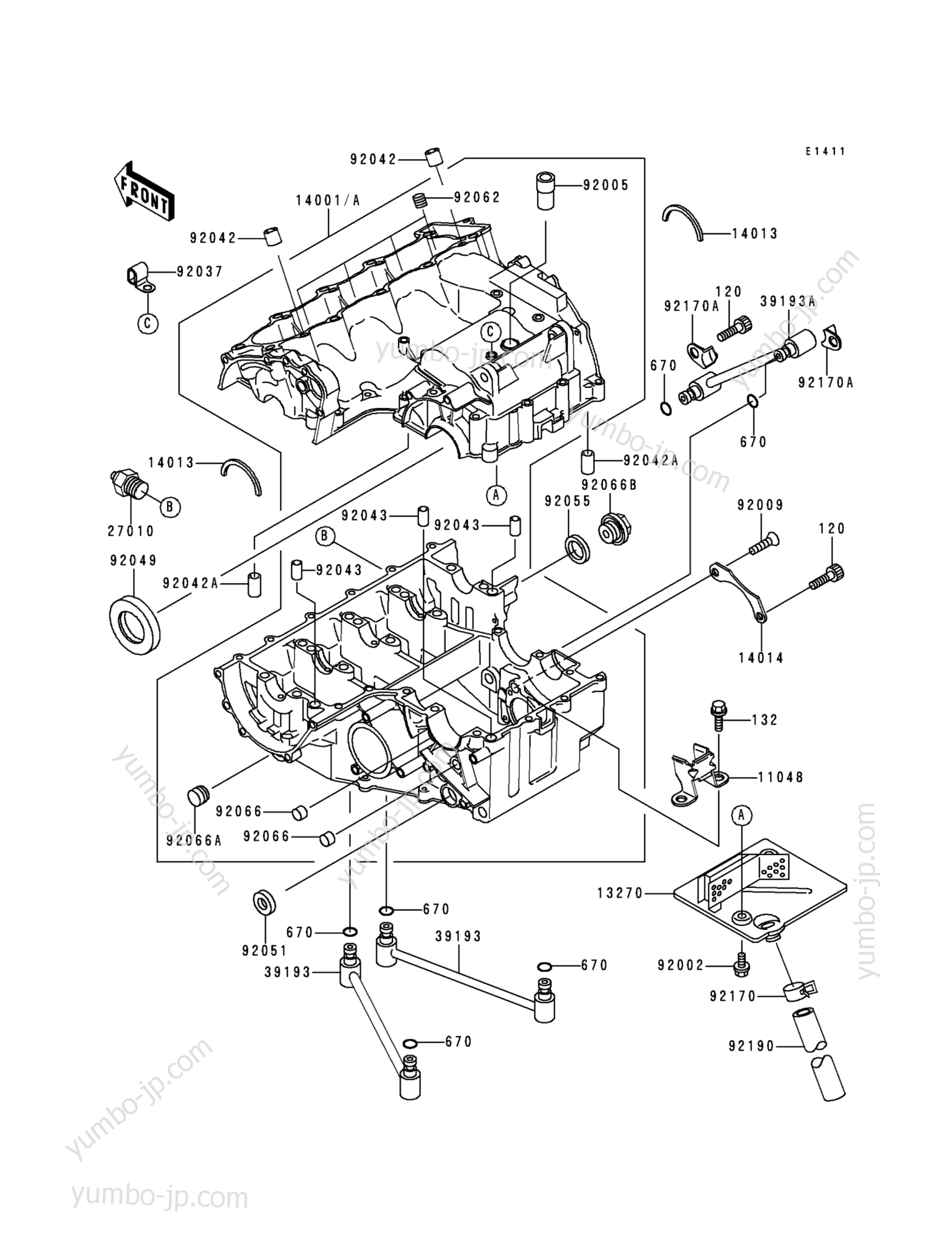 CRANKCASE for motorcycles KAWASAKI NINJA ZX-6R (ZX600-G2) 1999 year