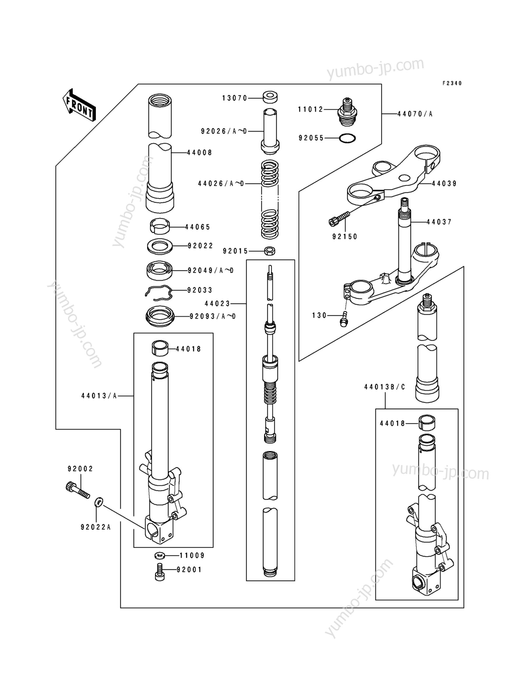 FRONT FORK для мотоциклов KAWASAKI NINJA ZX-7 (ZX750-L2) 1994 г.