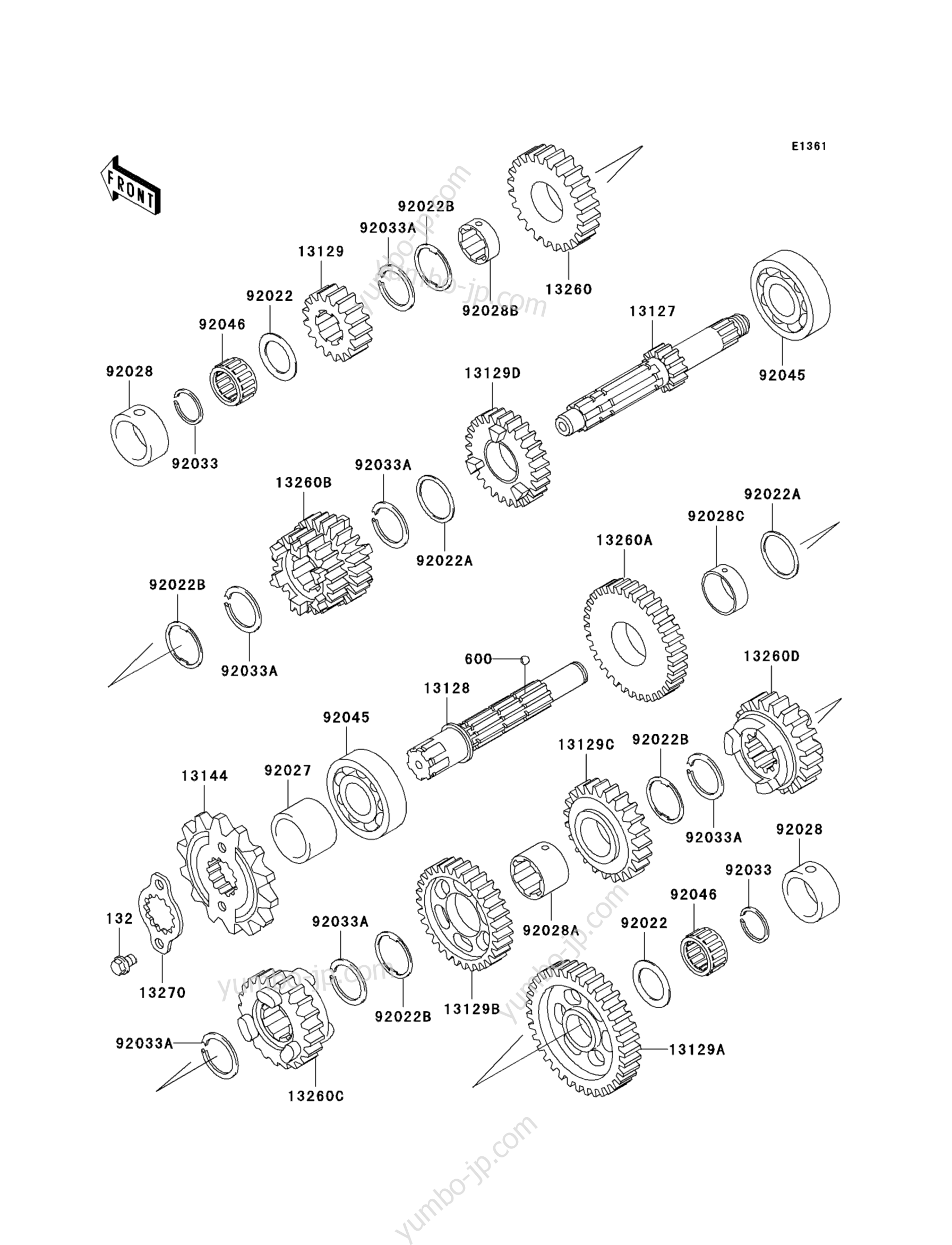 TRANSMISSION для мотоциклов KAWASAKI NINJA 250R (EX250F7F) 2007 г.