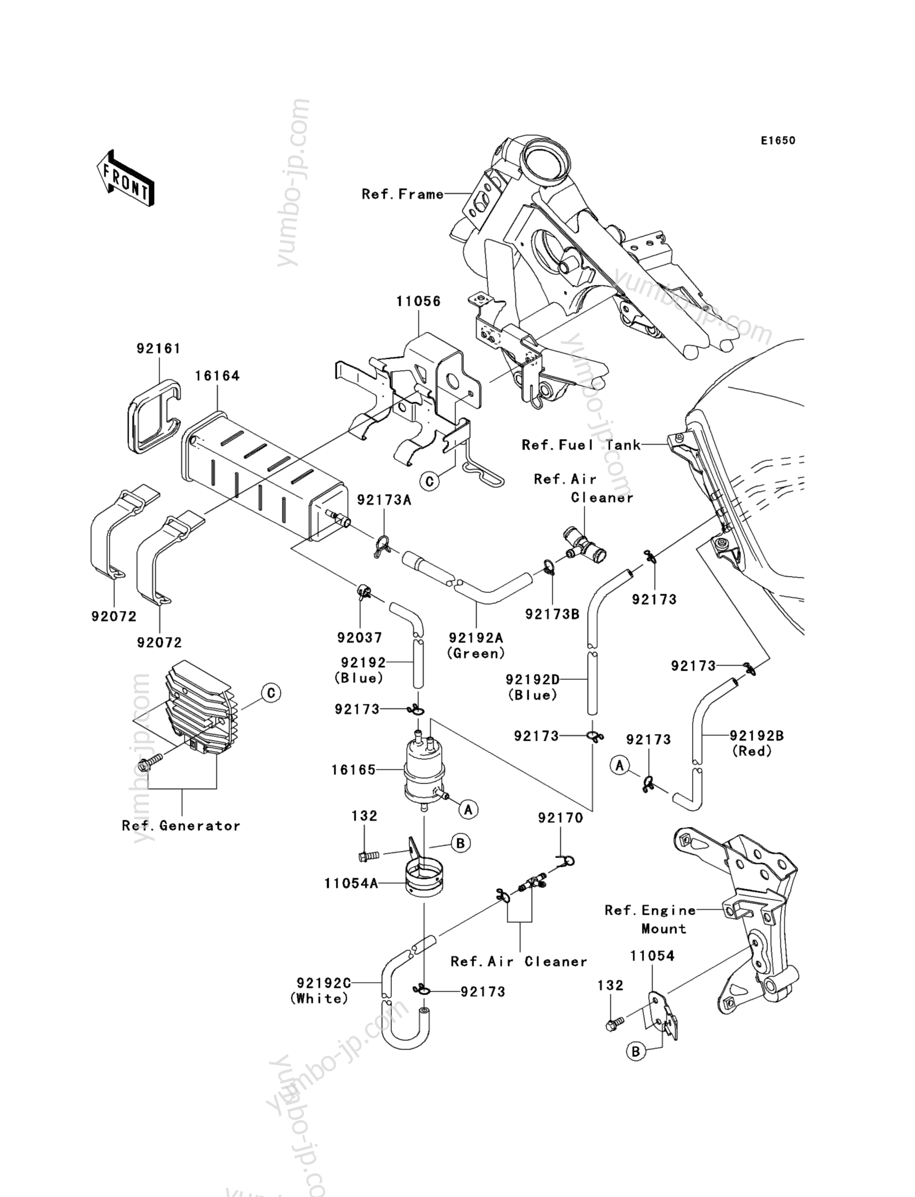 Fuel Evaporative System(CA) для мотоциклов KAWASAKI NINJA 250R (EX250JBF) 2011 г.