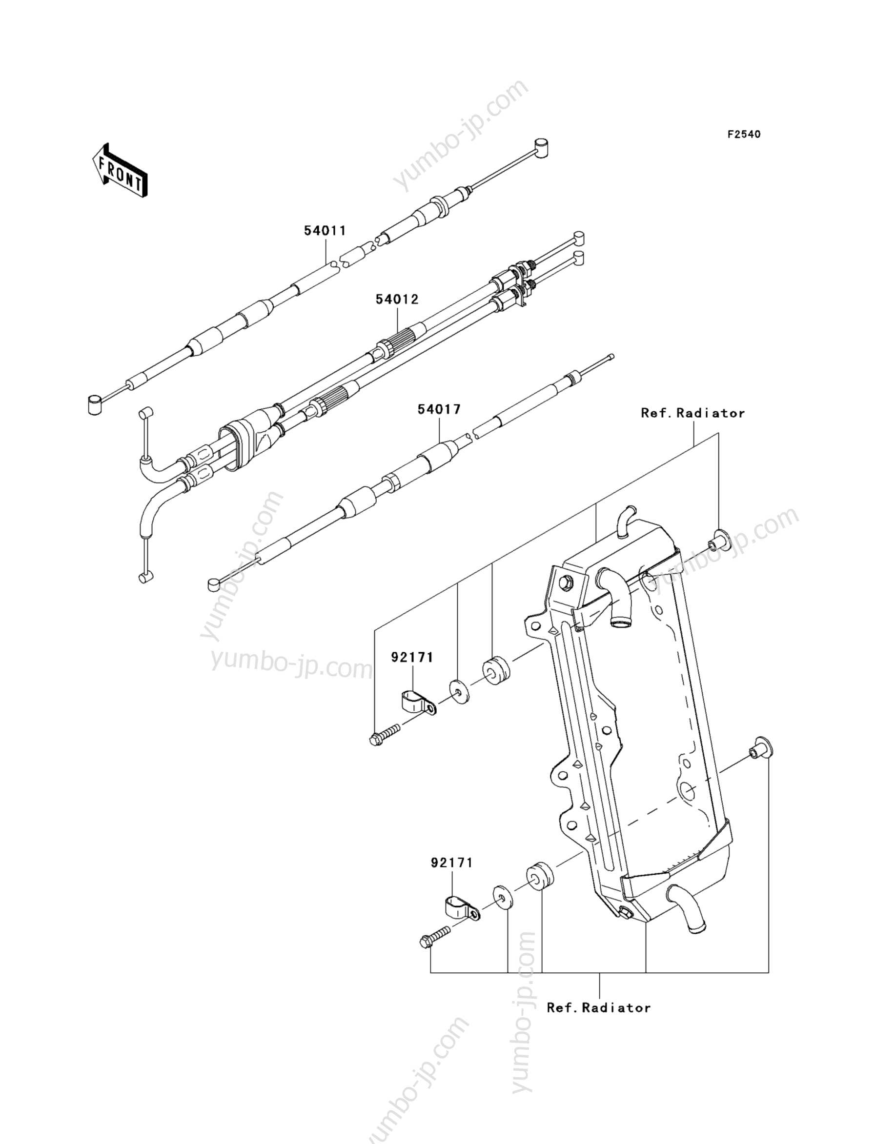 CABLES for motorcycles KAWASAKI KX250F (KX250W9FA) 2009 year