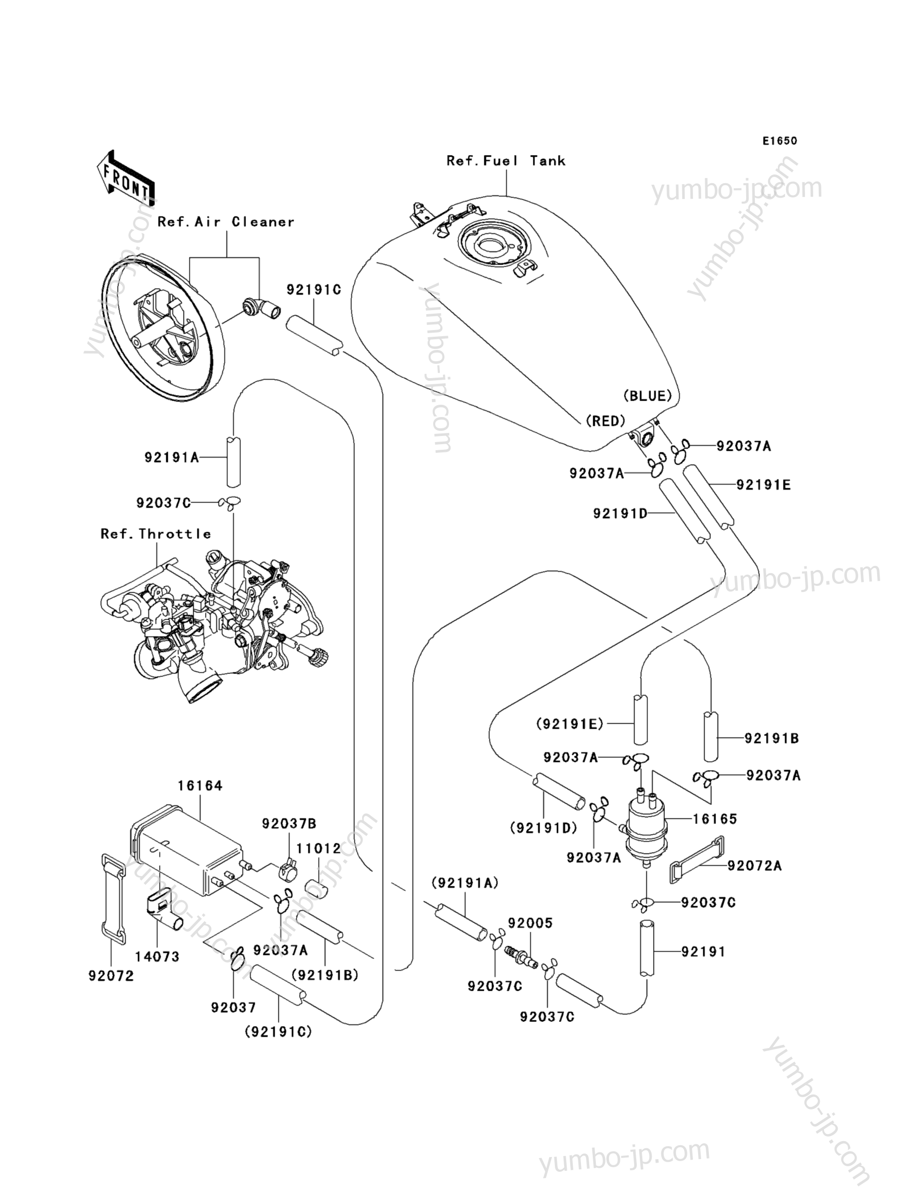 Fuel Evaporative System(CA) for motorcycles KAWASAKI VULCAN 1600 MEAN STREAK (VN1600-B1) 2004 year