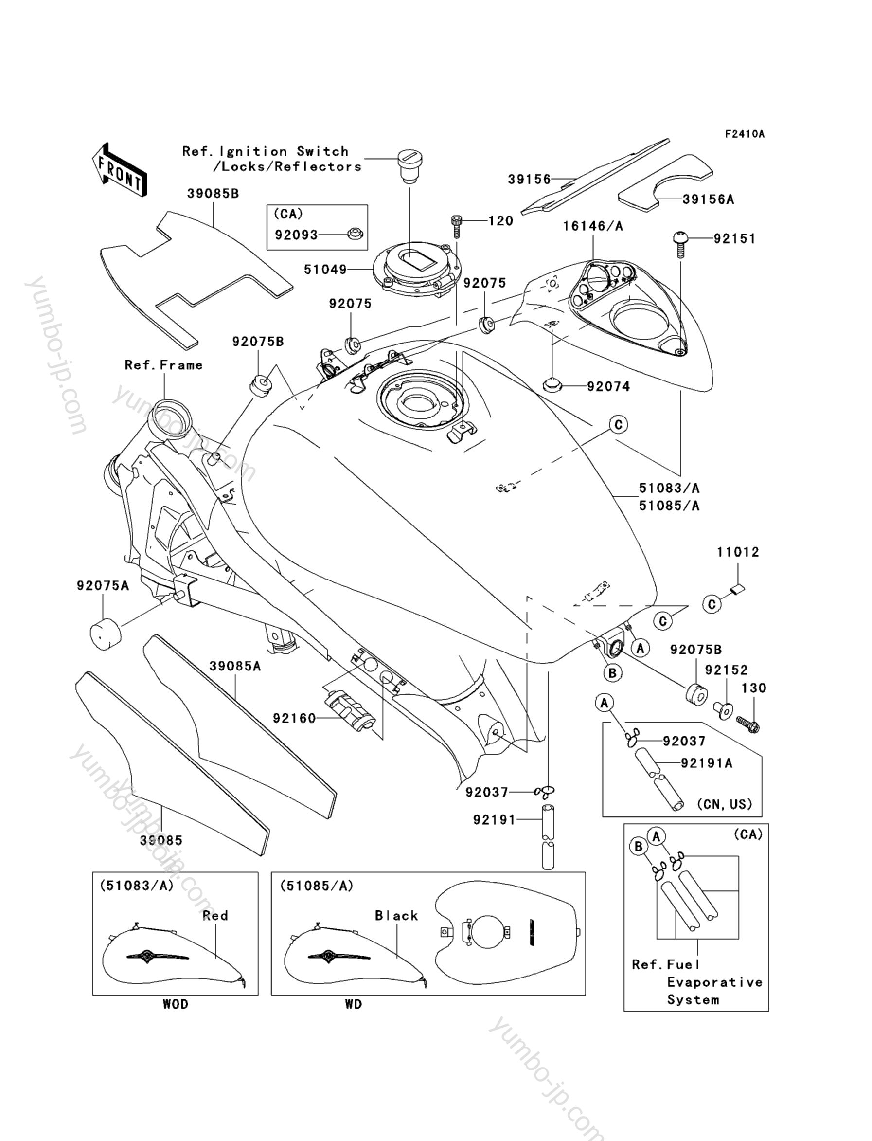 Fuel Tank(1/5)(B8F/B8FA) для мотоциклов KAWASAKI VULCAN 1600 MEAN STREAK (VN1600B8F) 2008 г.