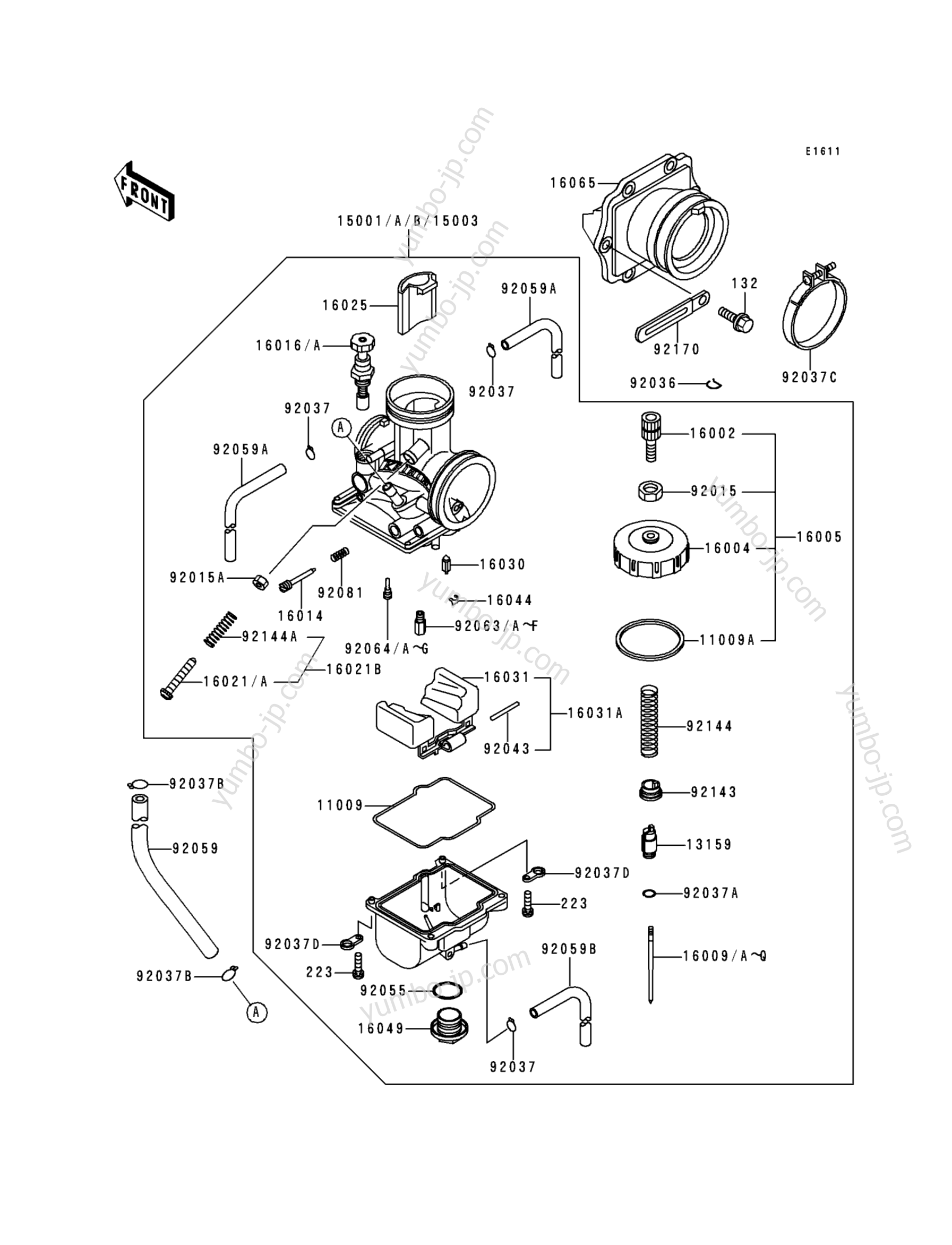 Carburetor(1/3) для мотоциклов KAWASAKI KX500 (KX500-E7) 1995 г.