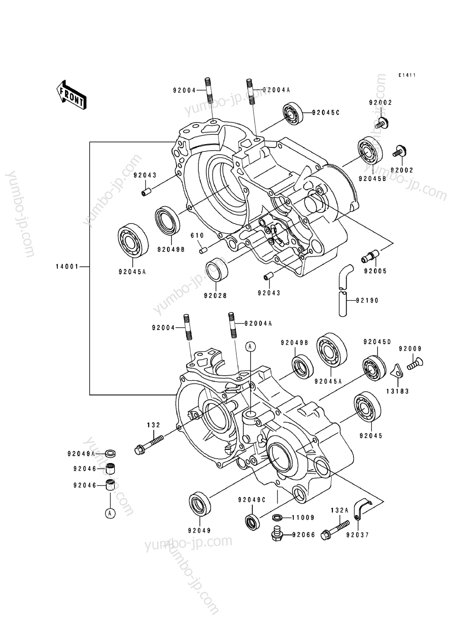 CRANKCASE for motorcycles KAWASAKI KX500 (KX500-E3) 1991 year