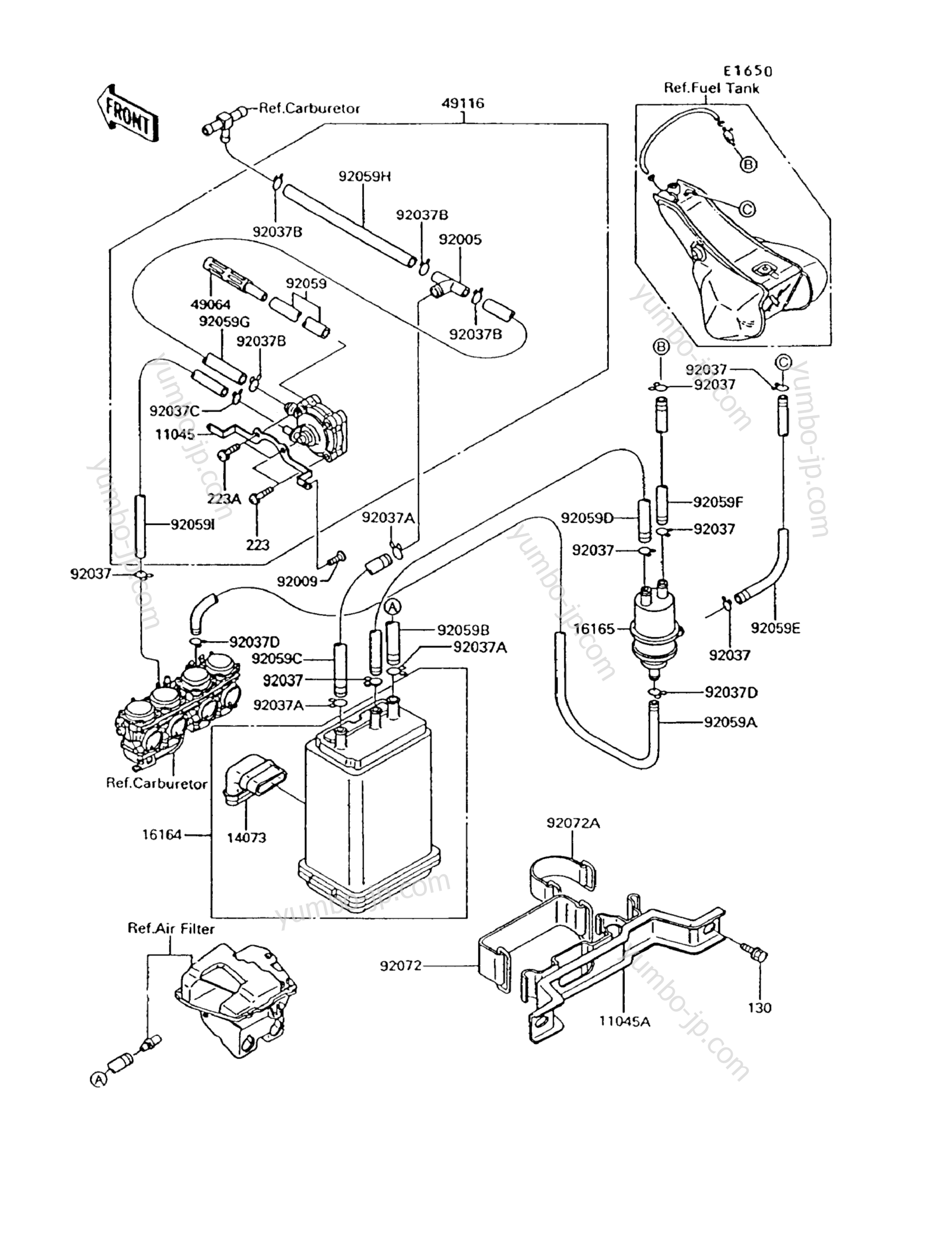 FUEL EVAPORATIVE SYSTEM для мотоциклов KAWASAKI VOYAGER XII (ZG1200-B7) 1993 г.