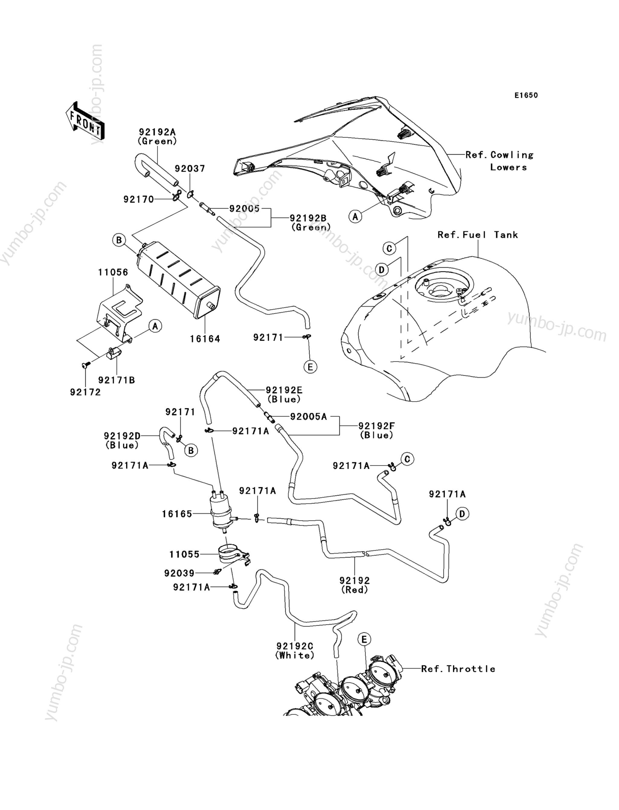 Fuel Evaporative System(CA) для мотоциклов KAWASAKI NINJA ZX-10R (ZX1000JBF) 2011 г.