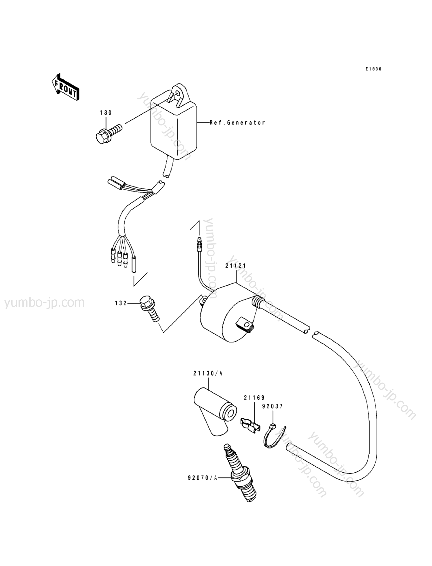 IGNITION COIL for motorcycles KAWASAKI KX500 (KX500-E1) 1989 year