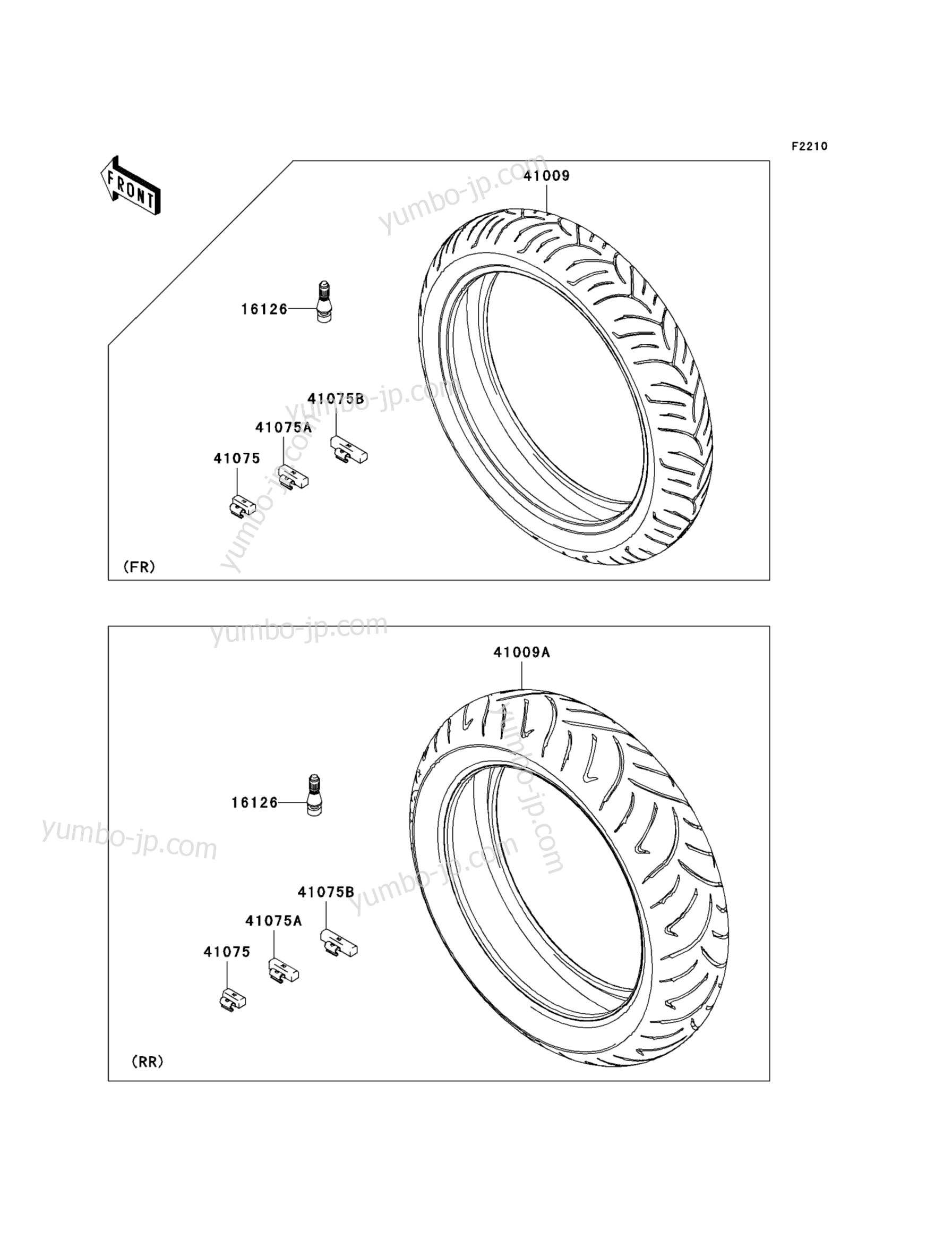 Tires for motorcycles KAWASAKI ER-6N (ER650C9F) 2009 year