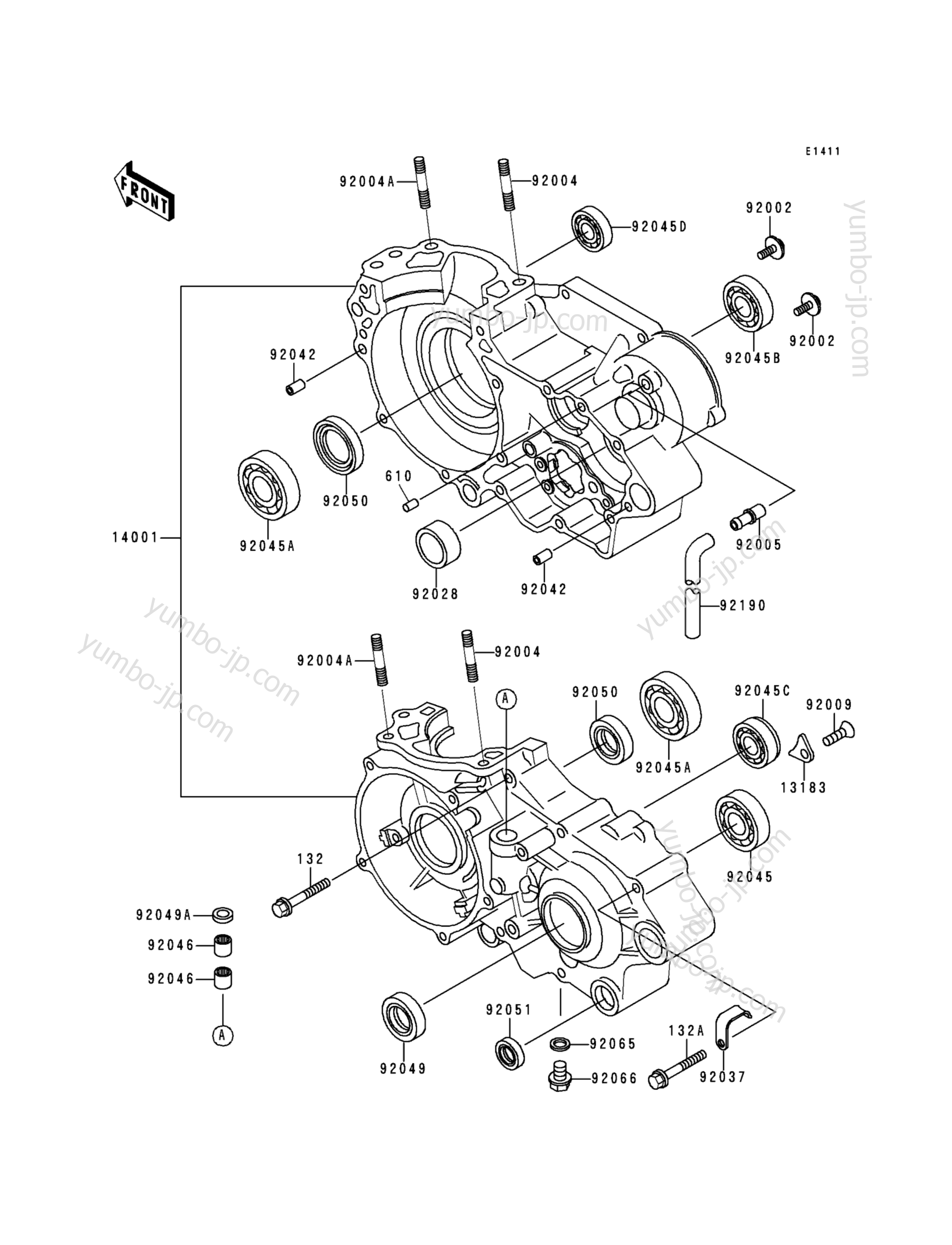 CRANKCASE for motorcycles KAWASAKI KX500 (KX500-E7) 1995 year