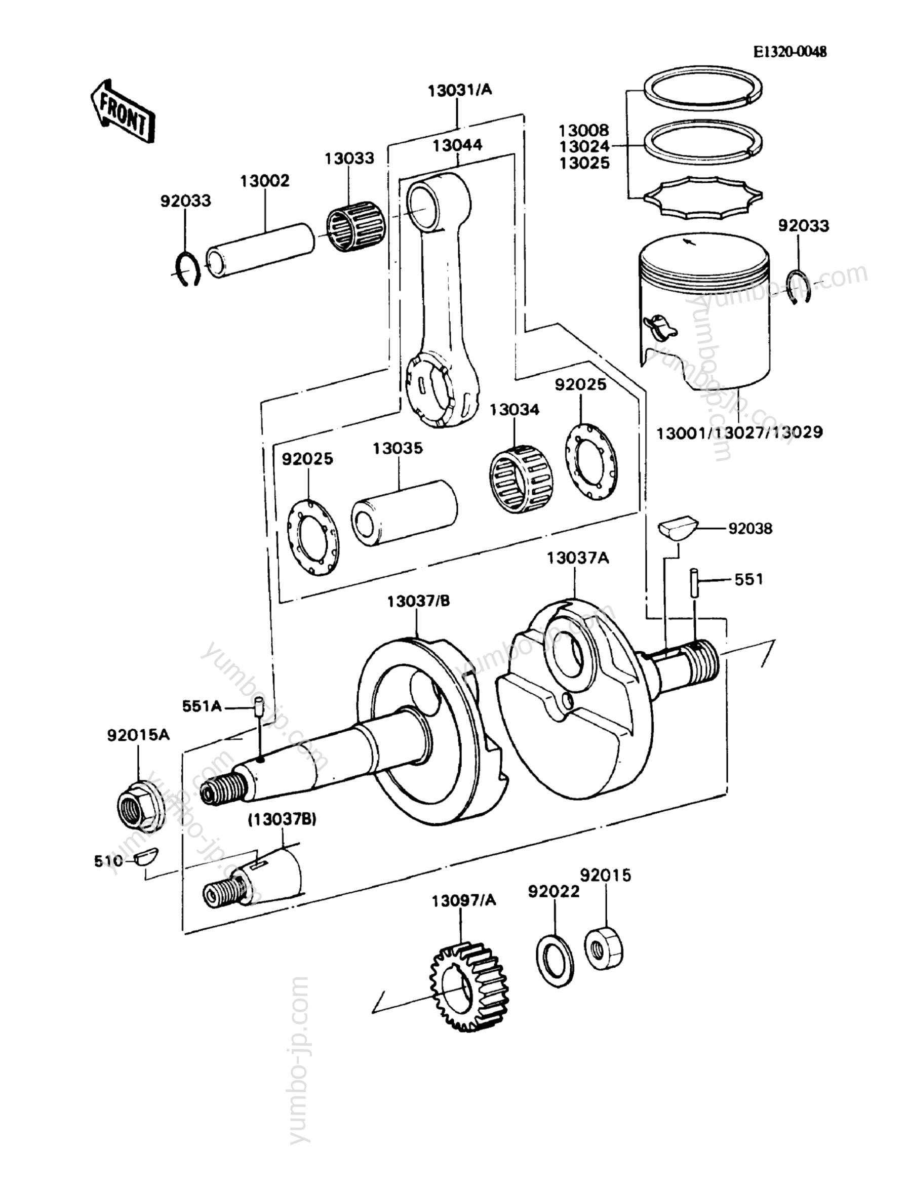 Crankshaft/Piston(s) for motorcycles KAWASAKI KD80X (KD80-N1) 1988 year