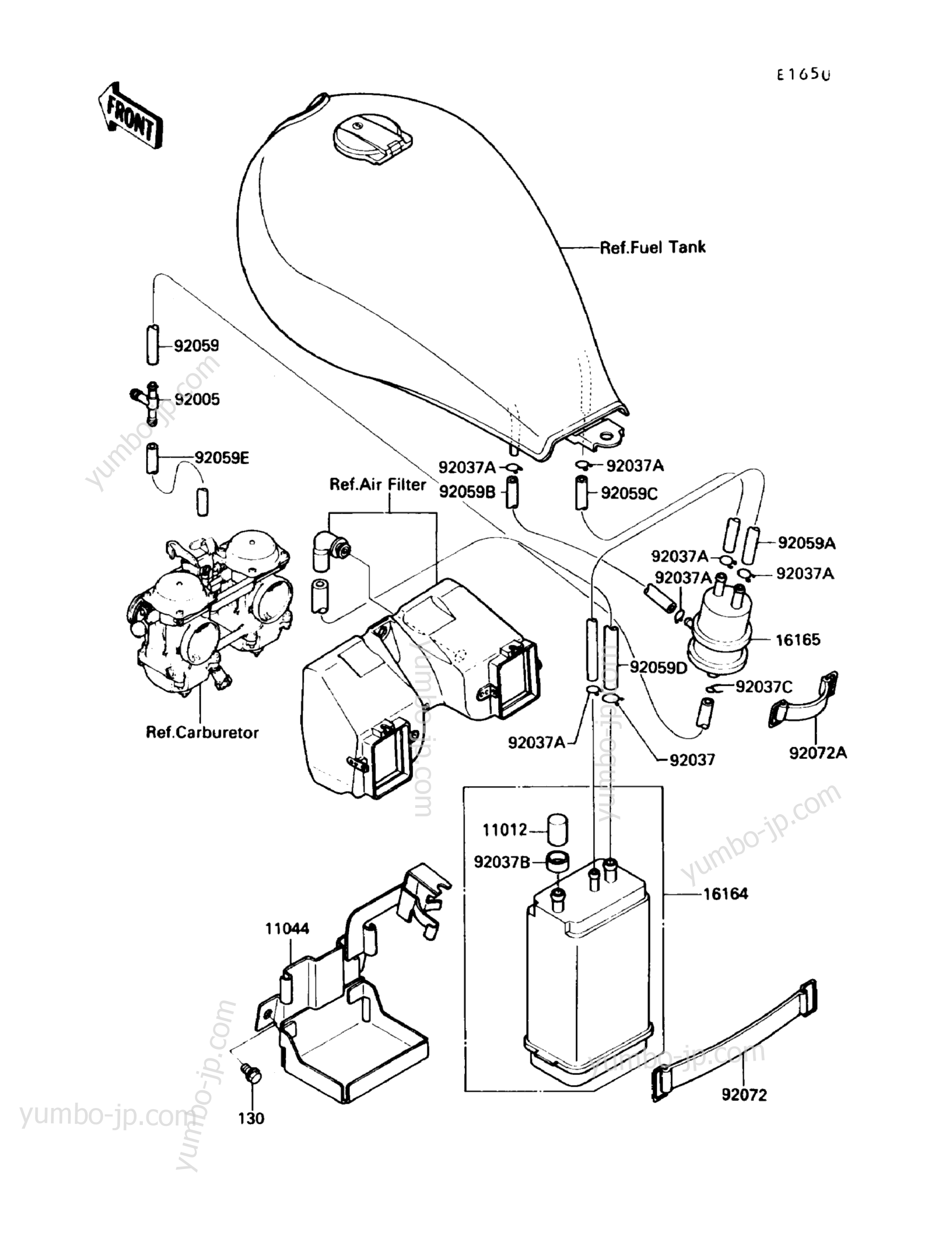 FUEL EVAPORATIVE SYSTEM for motorcycles KAWASAKI 454LTD (EN450-A6) 1990 year