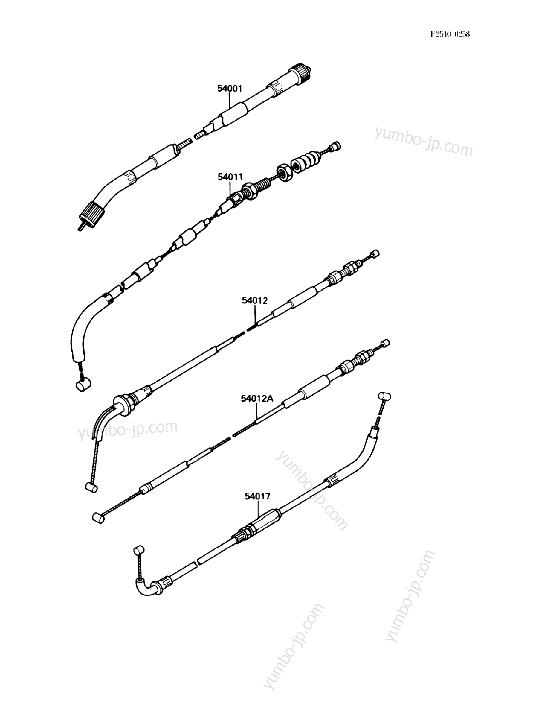 CABLES for motorcycles KAWASAKI EX500 (EX500-A3) 1989 year