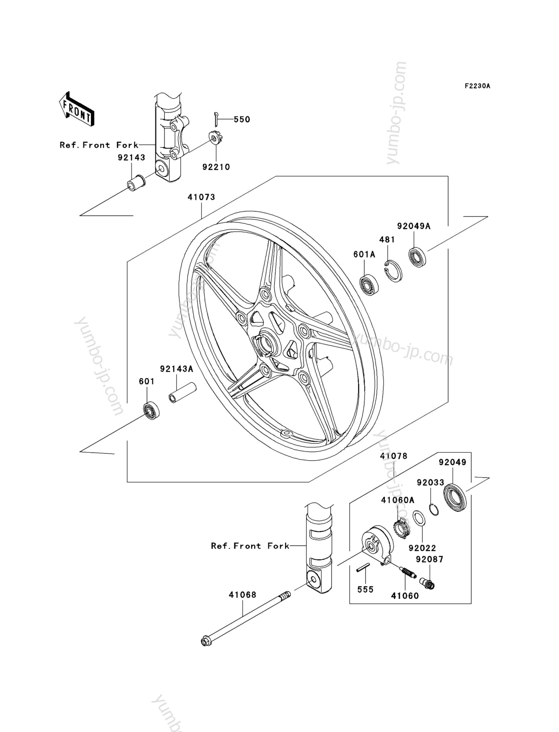 Front Hub(BAF) для мотоциклов KAWASAKI FURY 125/FURY 125R (AX125BAF) 2010 г.