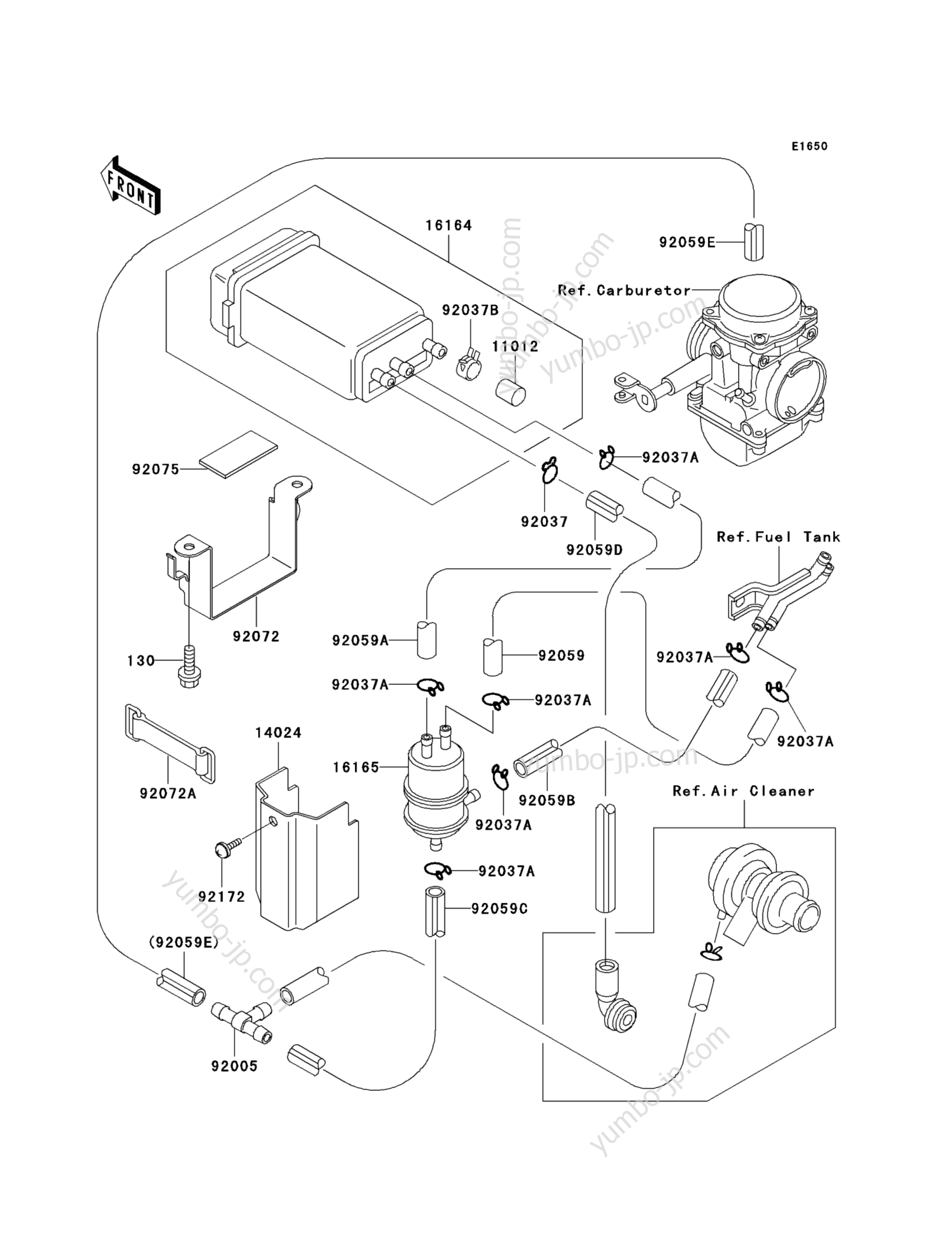 Fuel Evaporative System(CA) for motorcycles KAWASAKI NINJA 500 (EX500-D12) 2005 year