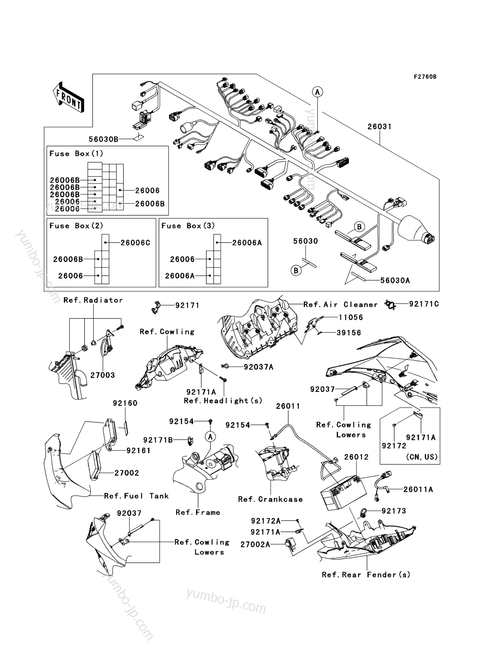 Chassis Electrical Equipment(KDF/KEF) для мотоциклов KAWASAKI NINJA ZX-10R ABS (ZX1000KEF) 2014 г.