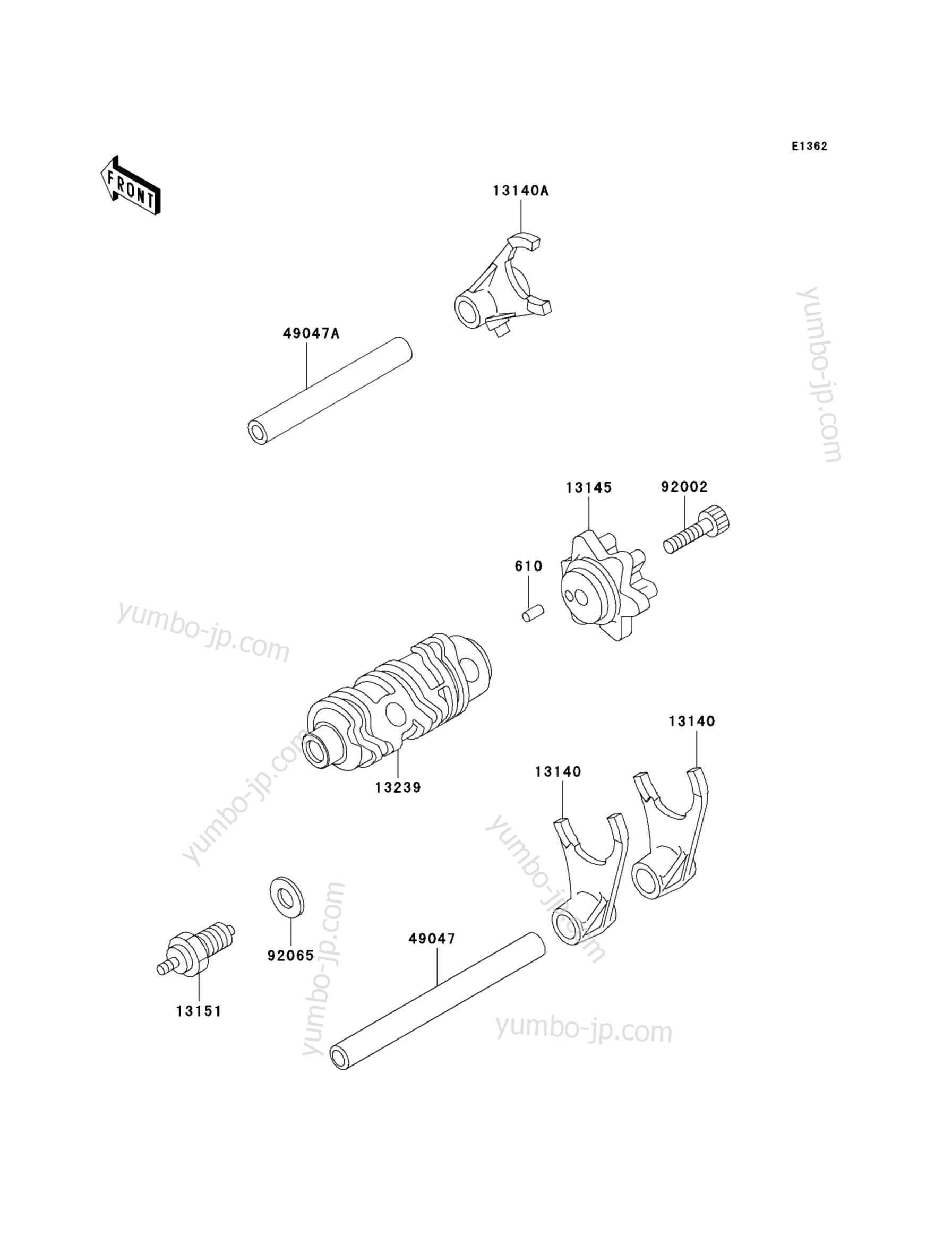 Gear Change Drum/Shift Fork(s) for motorcycles KAWASAKI KLR250 (KL250-D17) 2000 year