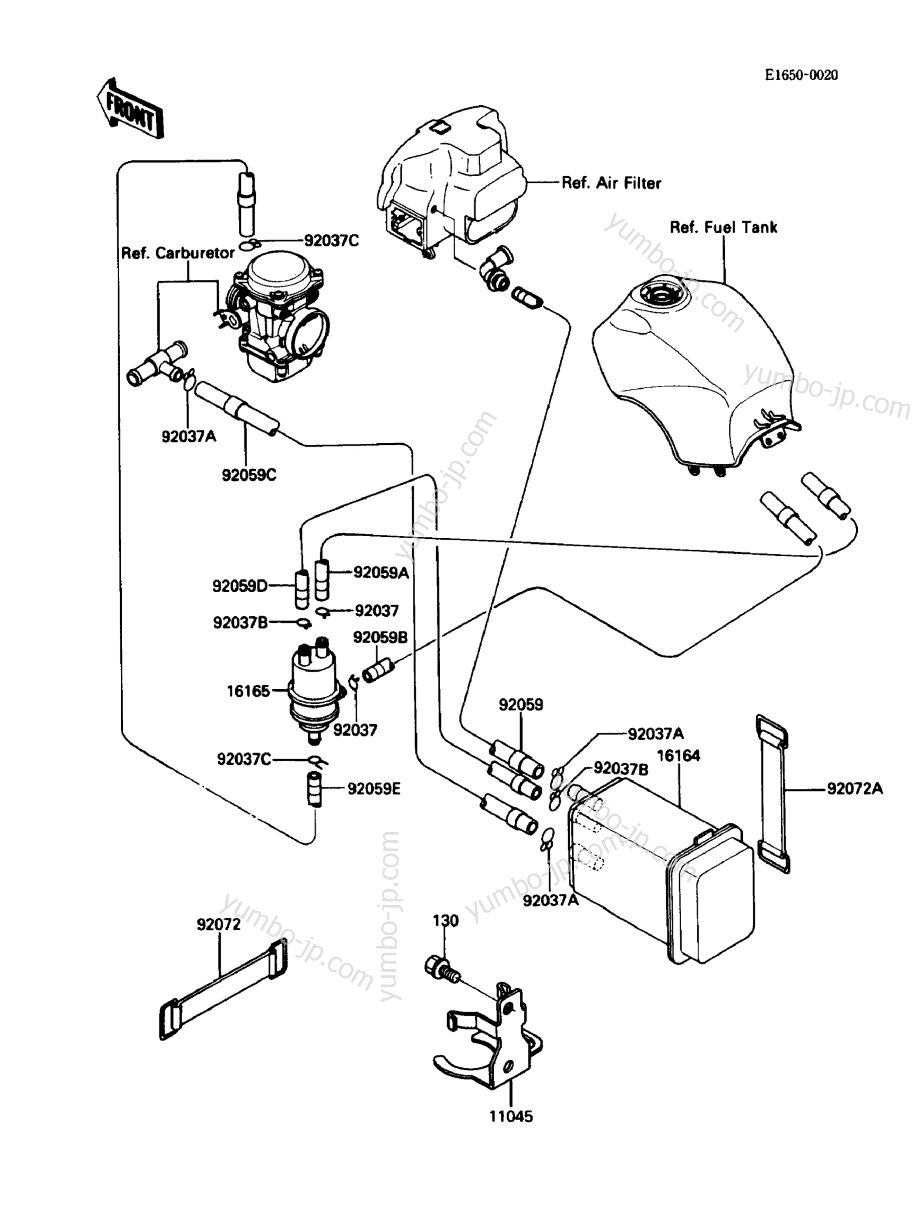 FUEL EVAPORATIVE SYSTEM для мотоциклов KAWASAKI CONCOURS (ZG1000-A1) 1986 г.