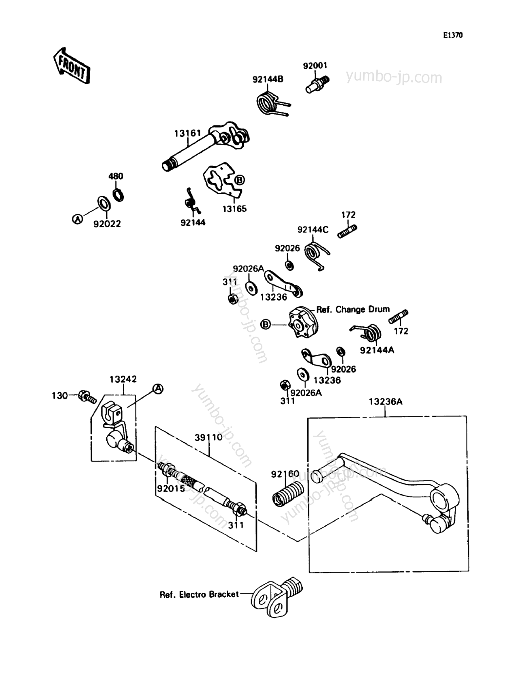 GEAR CHANGE MECHANISM для мотоциклов KAWASAKI NINJA ZX-7 (ZX750-H2) 1990 г.