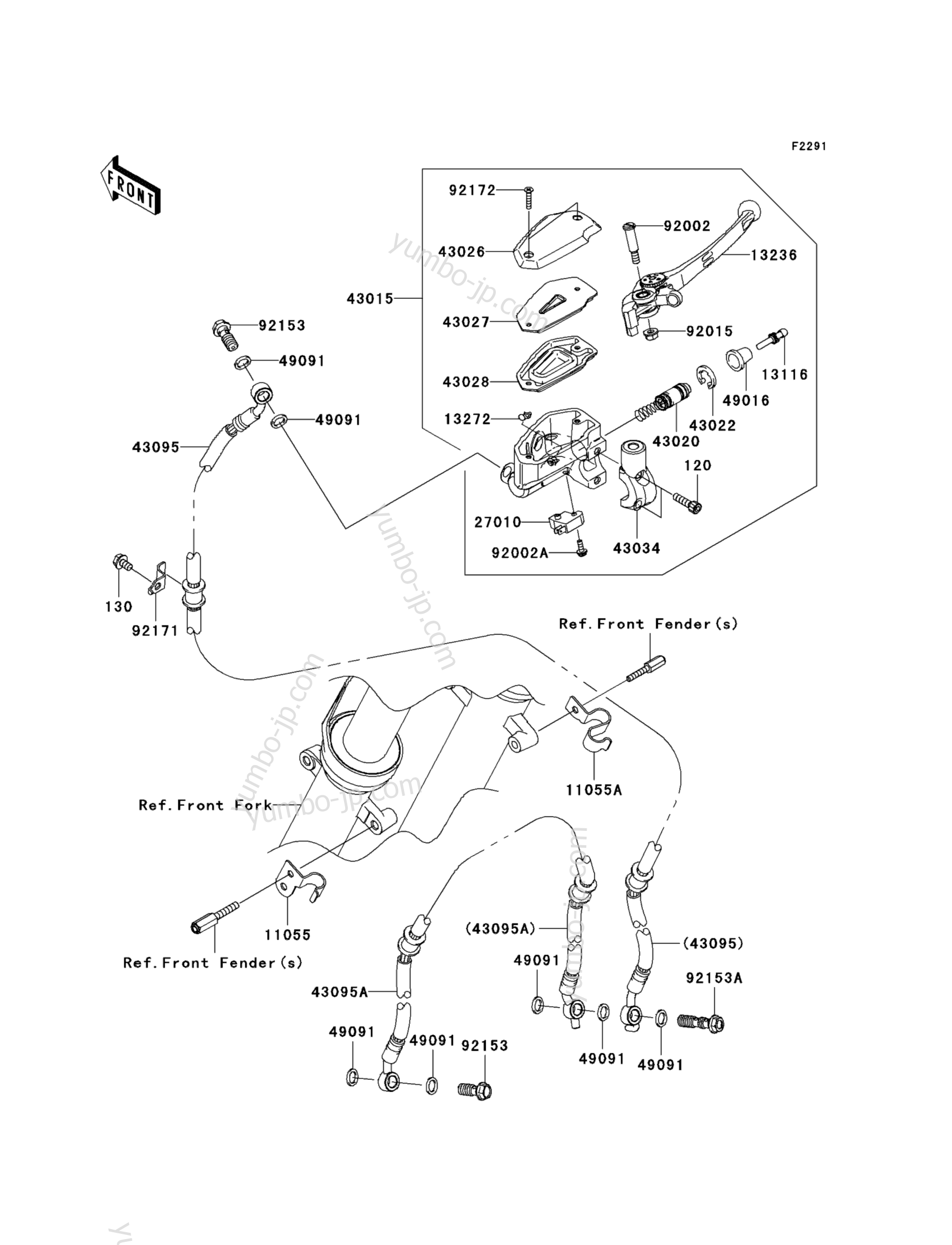 FRONT MASTER CYLINDER for motorcycles KAWASAKI ER-6N (ER650C9F) 2009 year