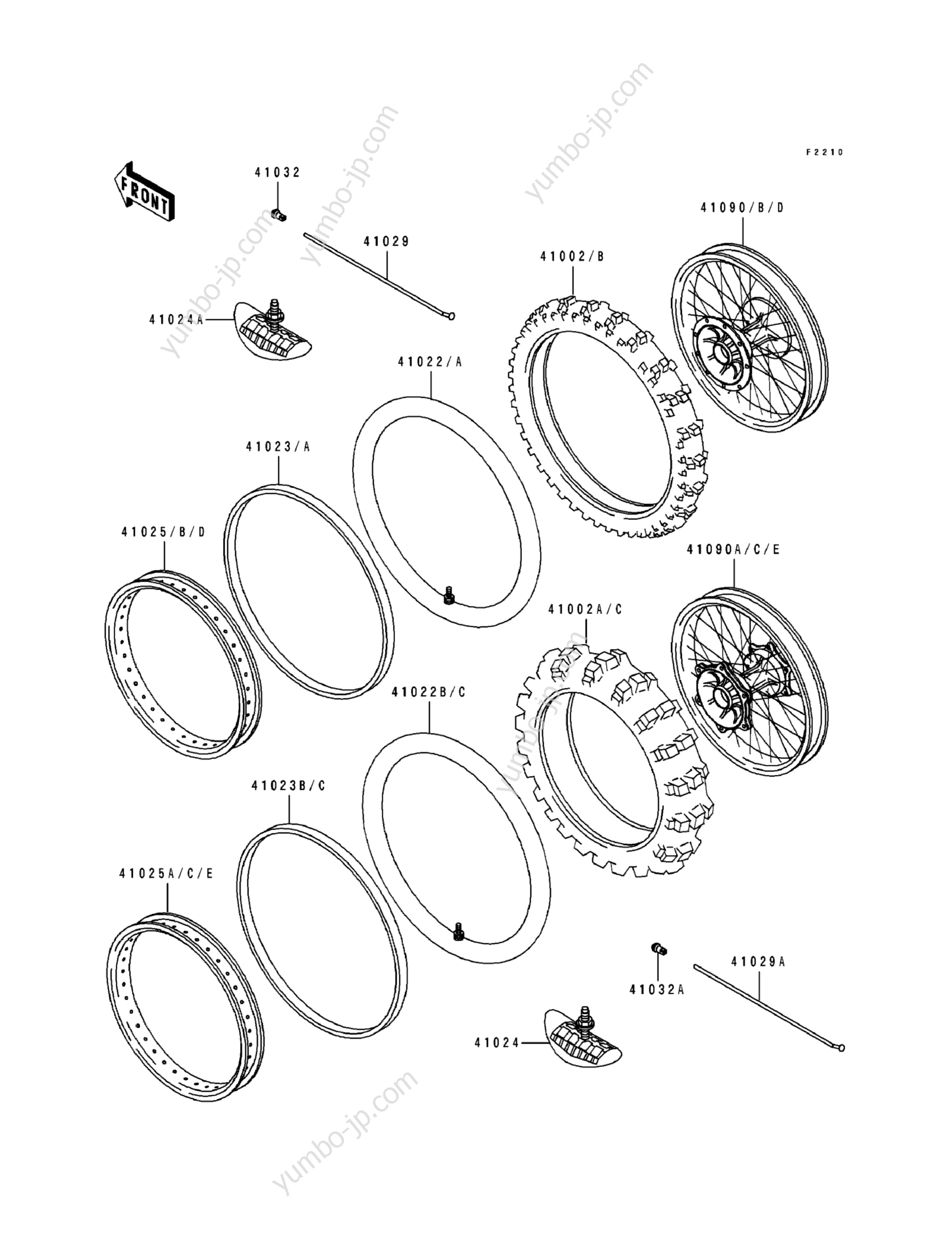 TIRE for motorcycles KAWASAKI KX500 (KX500-E2) 1990 year