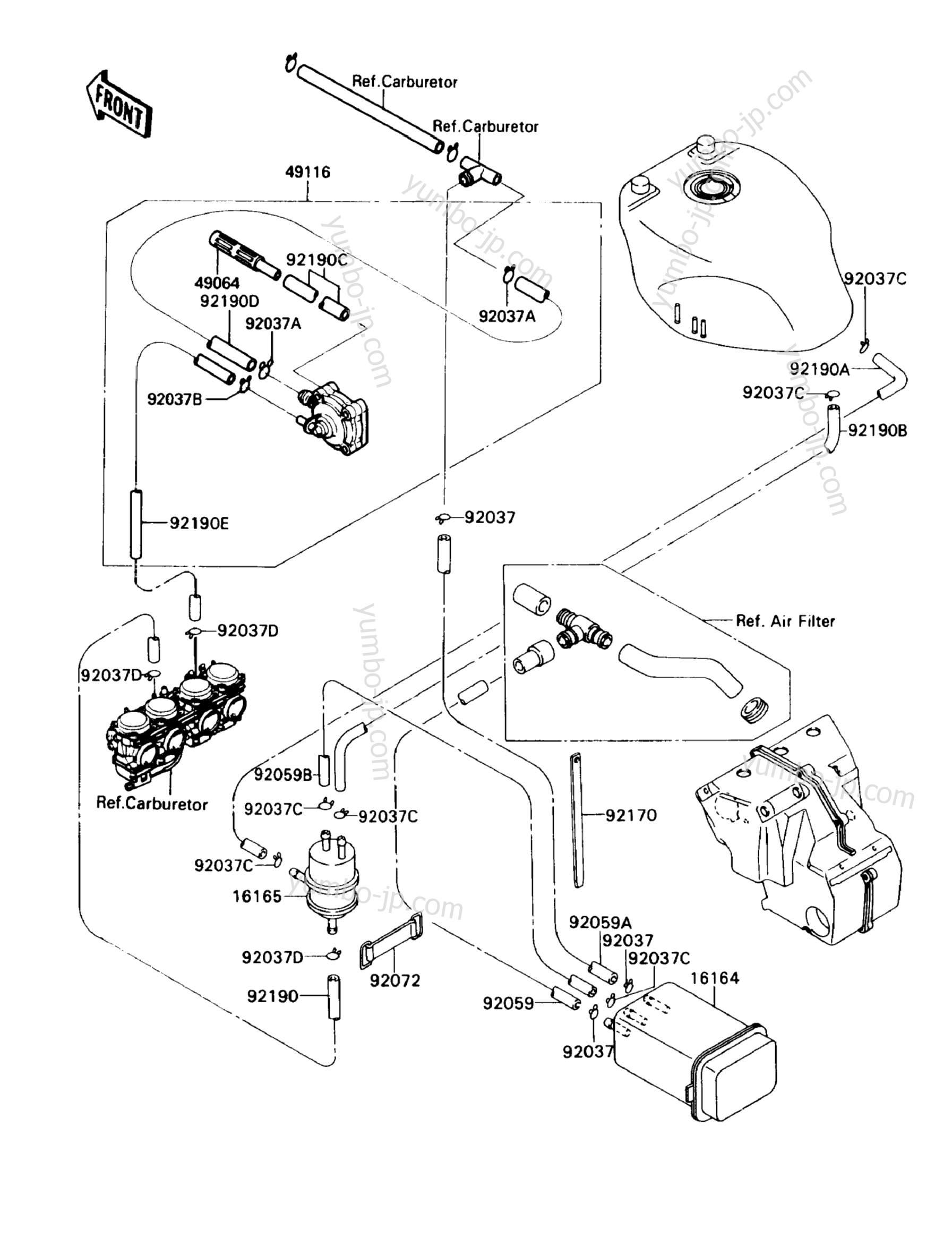 FUEL EVAPORATIVE SYSTEM для мотоциклов KAWASAKI NINJA ZX-7 (ZX750-H1) 1989 г.