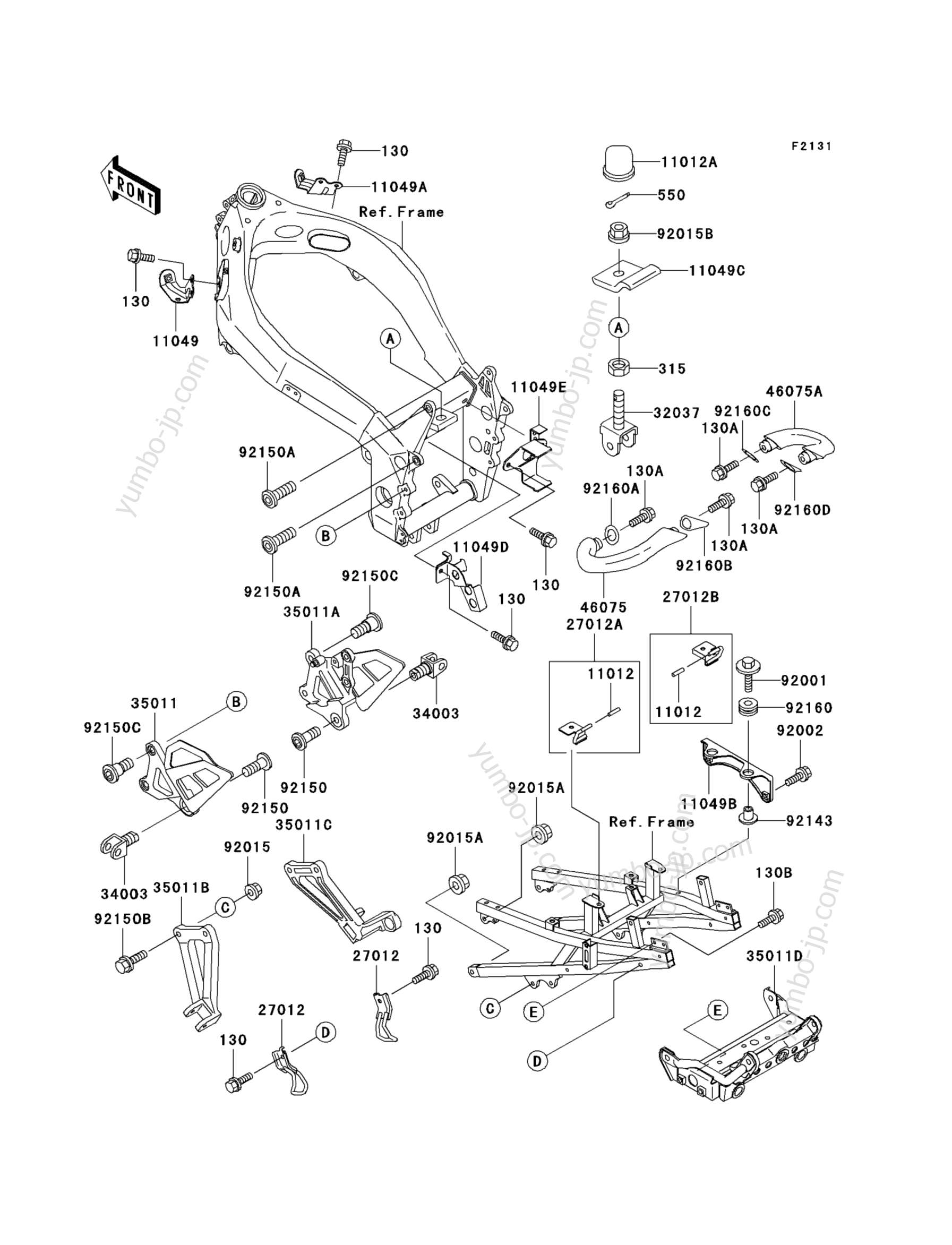 Frame Fittings для мотоциклов KAWASAKI NINJA ZX-7R (ZX750-P8) 2003 г.