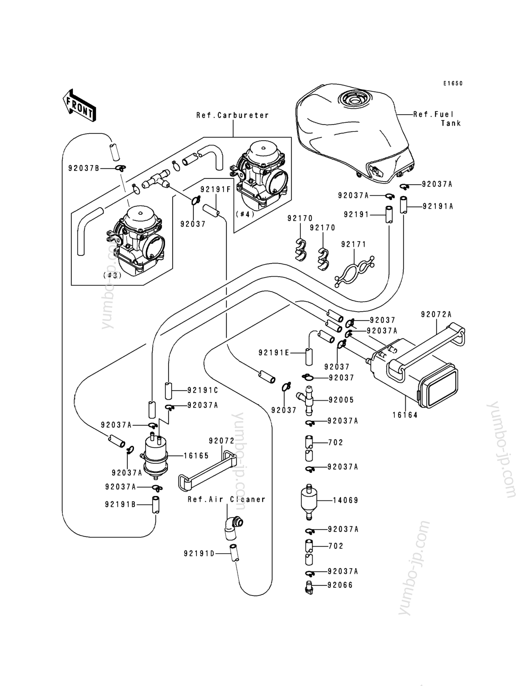 FUEL EVAPORATIVE SYSTEM для мотоциклов KAWASAKI ZR-7 (ZR750-F2) 2000 г.