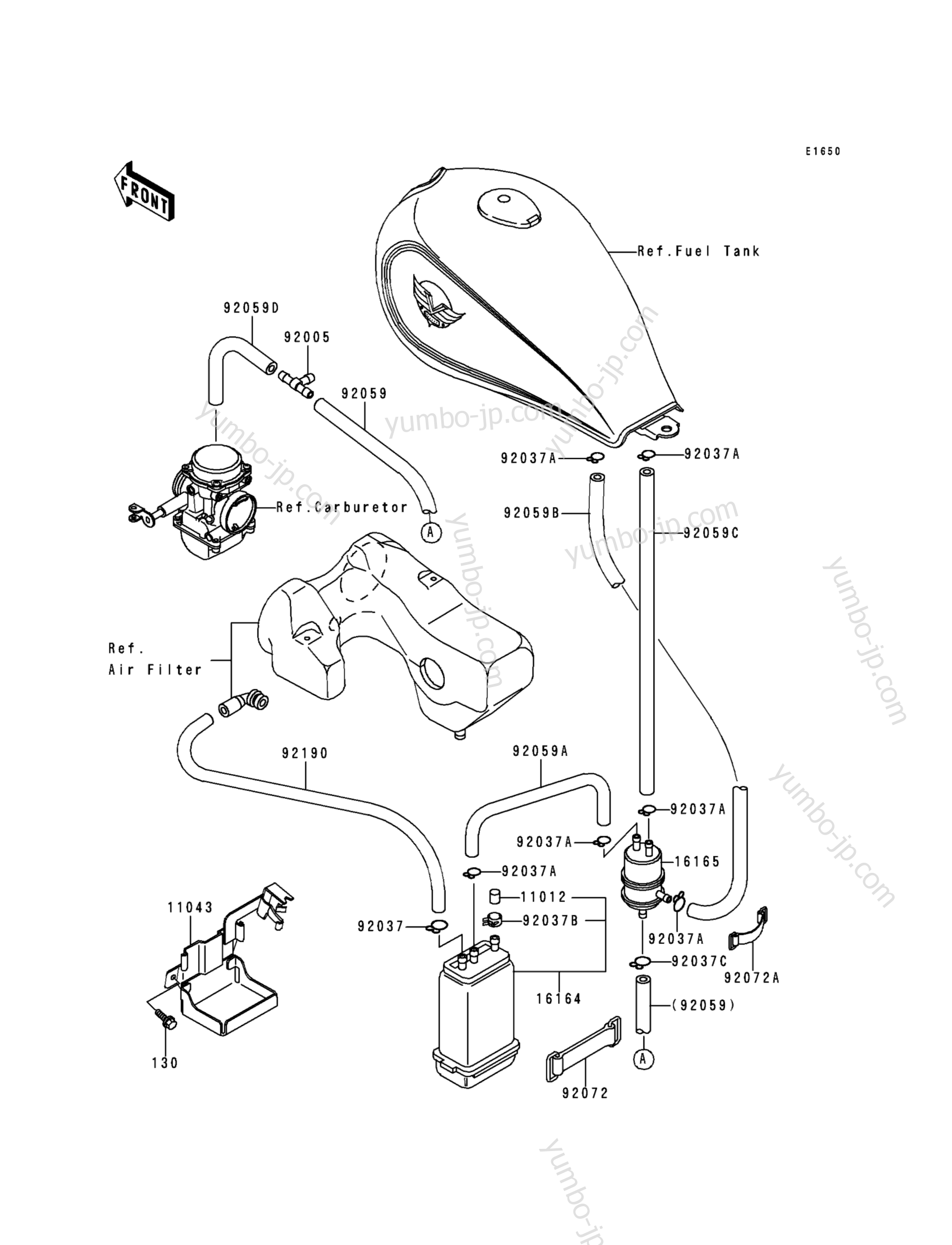 FUEL EVAPORATIVE SYSTEM для мотоциклов KAWASAKI VULCAN 500 (EN500-A4) 1993 г.