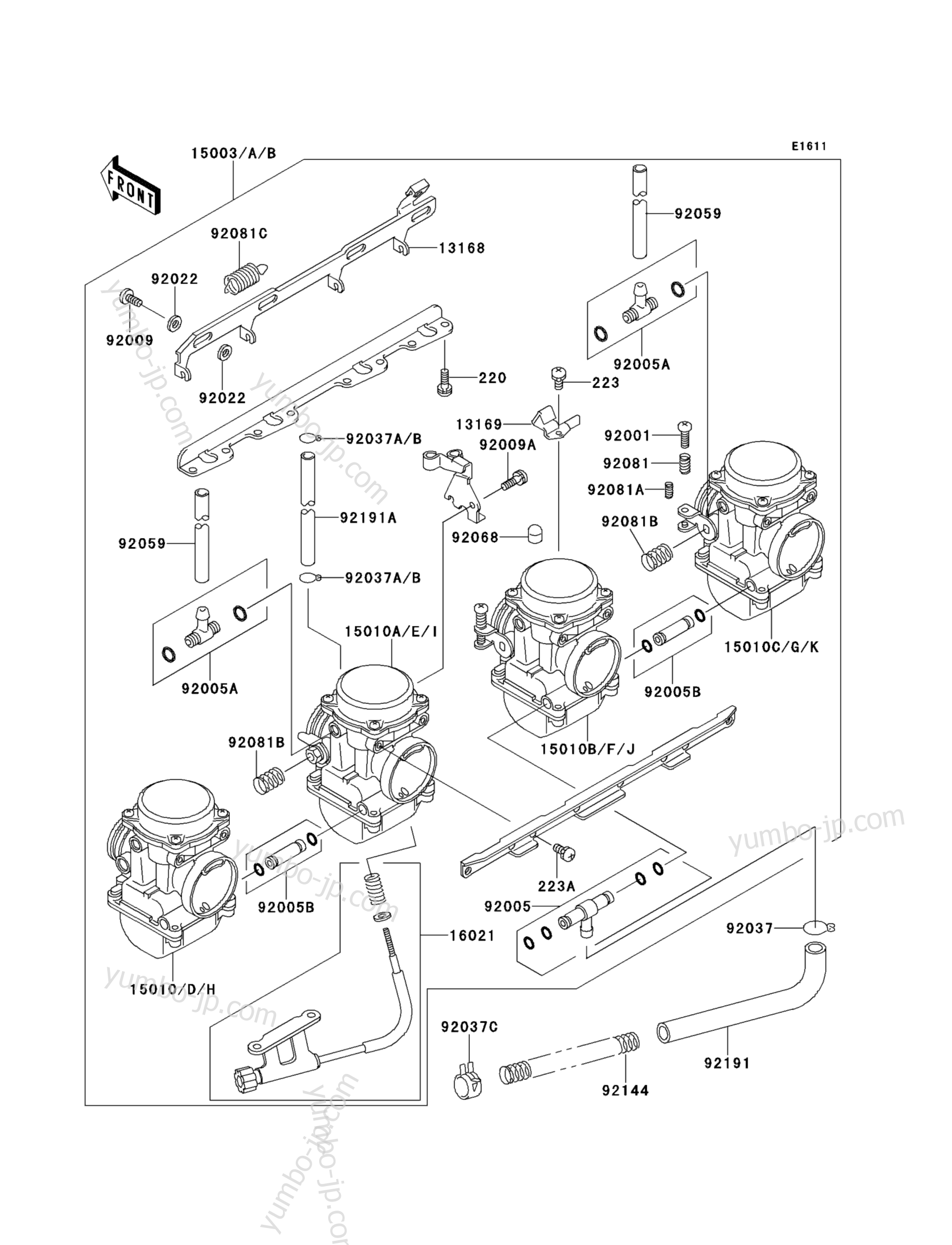 Карбюратор для мотоциклов KAWASAKI GPZ1100 (ZX1100-E3) 1997 г.