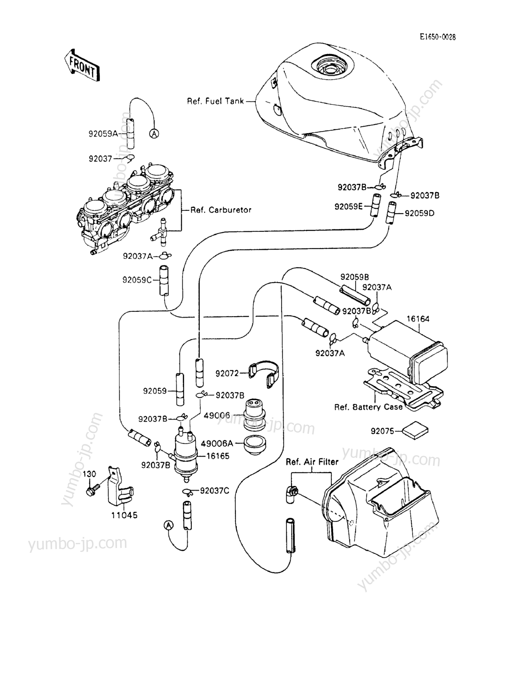 FUEL EVAPORATIVE SYSTEM для мотоциклов KAWASAKI NINJA 600R (ZX600-C3) 1990 г.