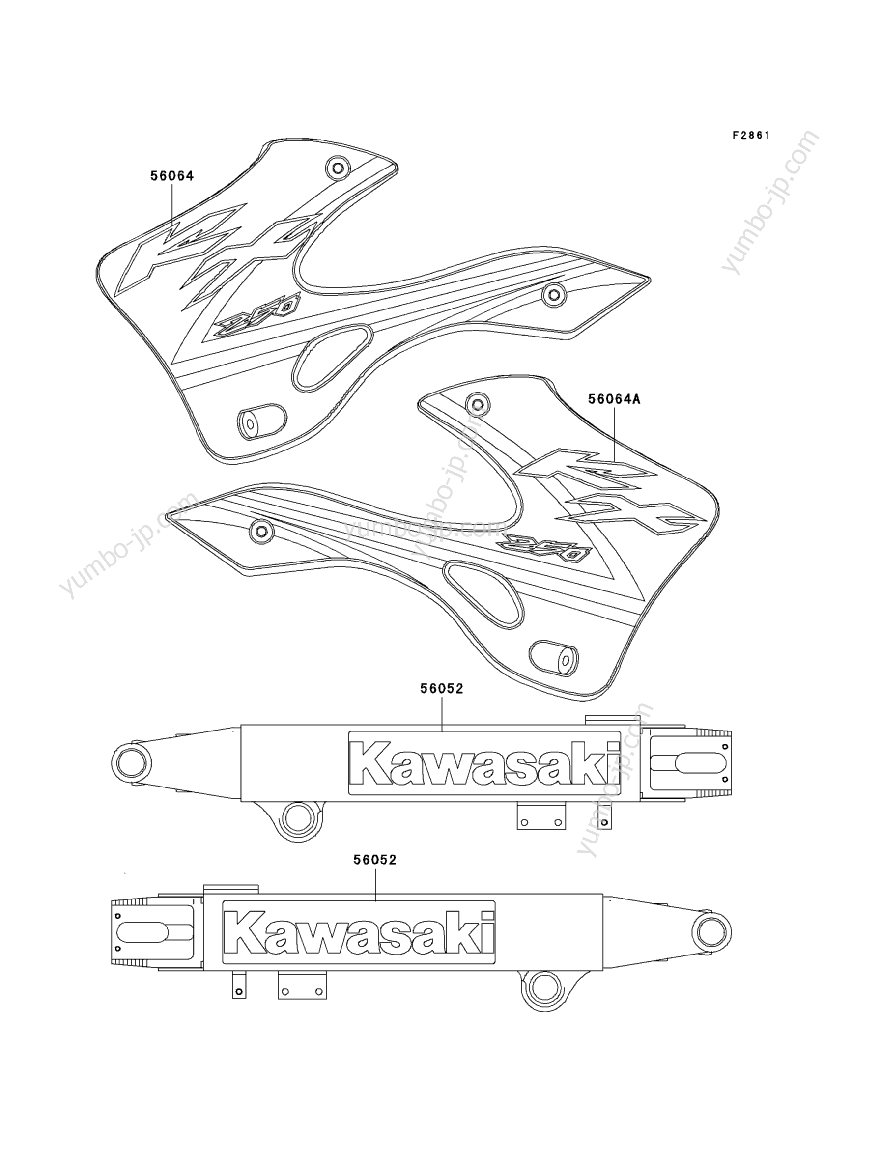 DECALS for motorcycles KAWASAKI KX250 (KX250-L4) 2002 year