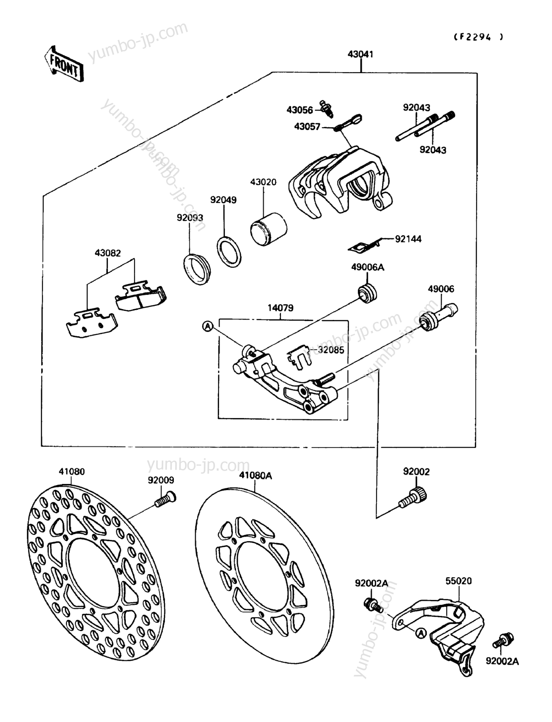 REAR BRAKE for motorcycles KAWASAKI KX125 (KX125-G1) 1989 year