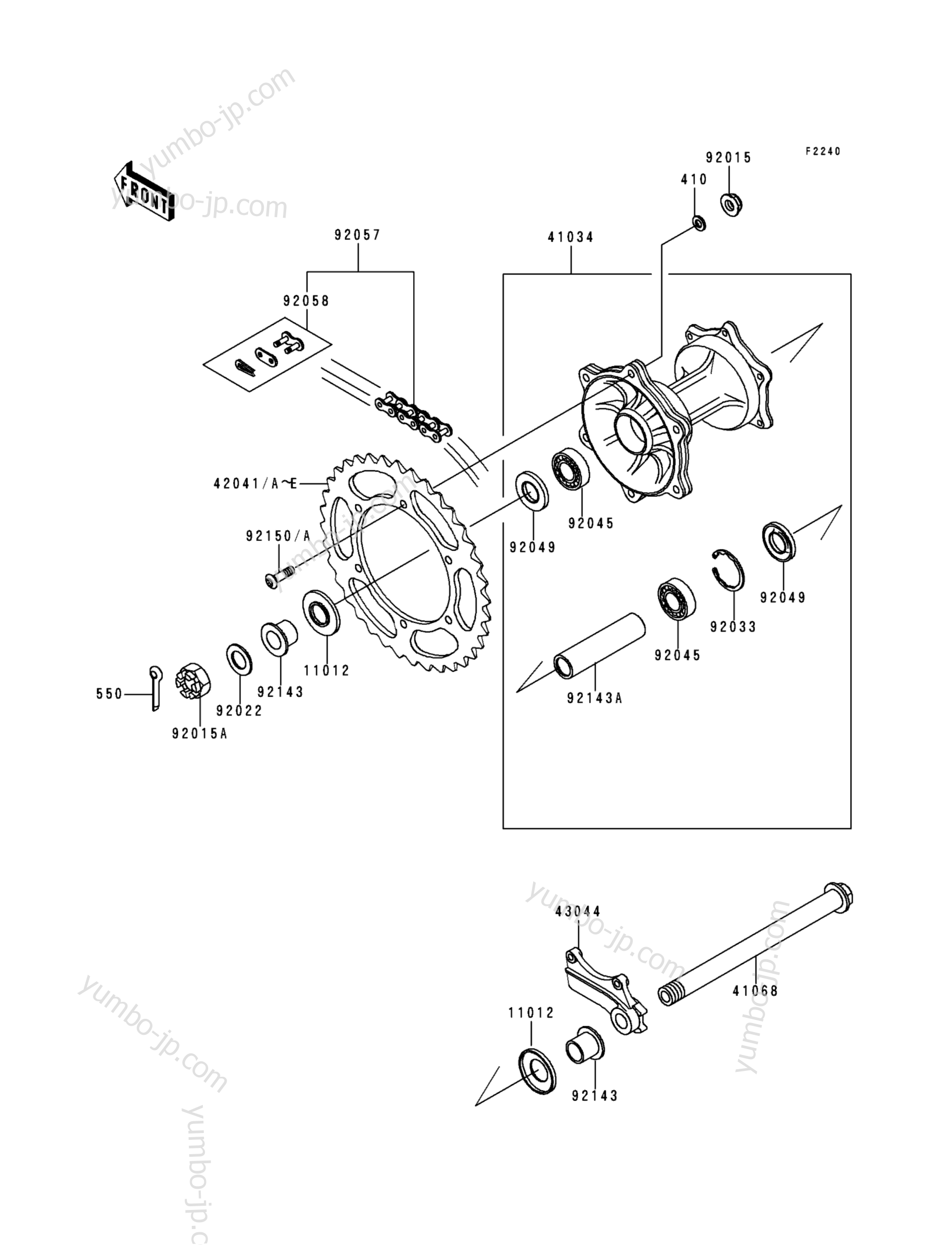 REAR HUB for motorcycles KAWASAKI KX500 (KX500-E5) 1993 year