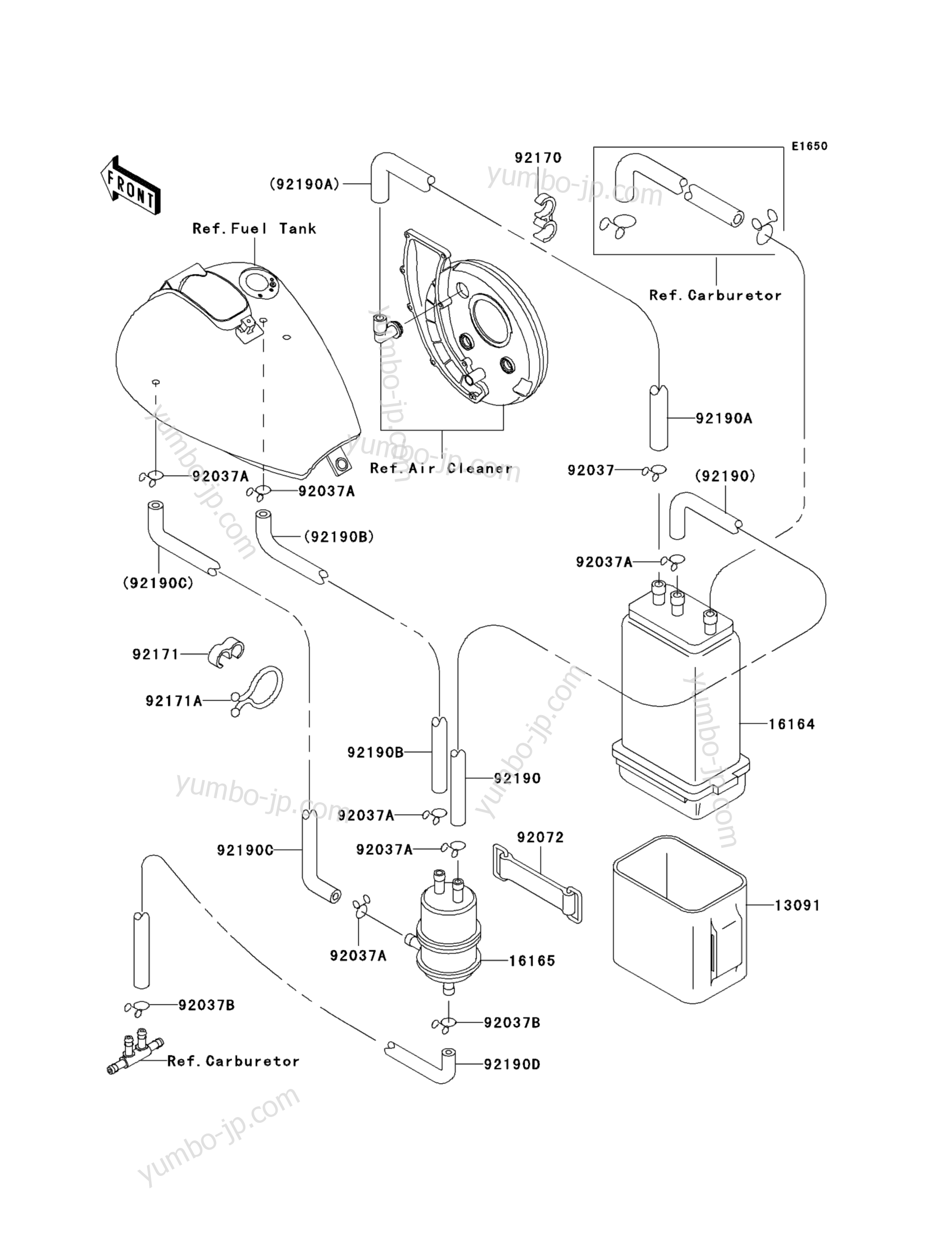 Fuel Evaporative System(CA) для мотоциклов KAWASAKI VULCAN 800 DRIFTER (VN800-E1) 2001 г.