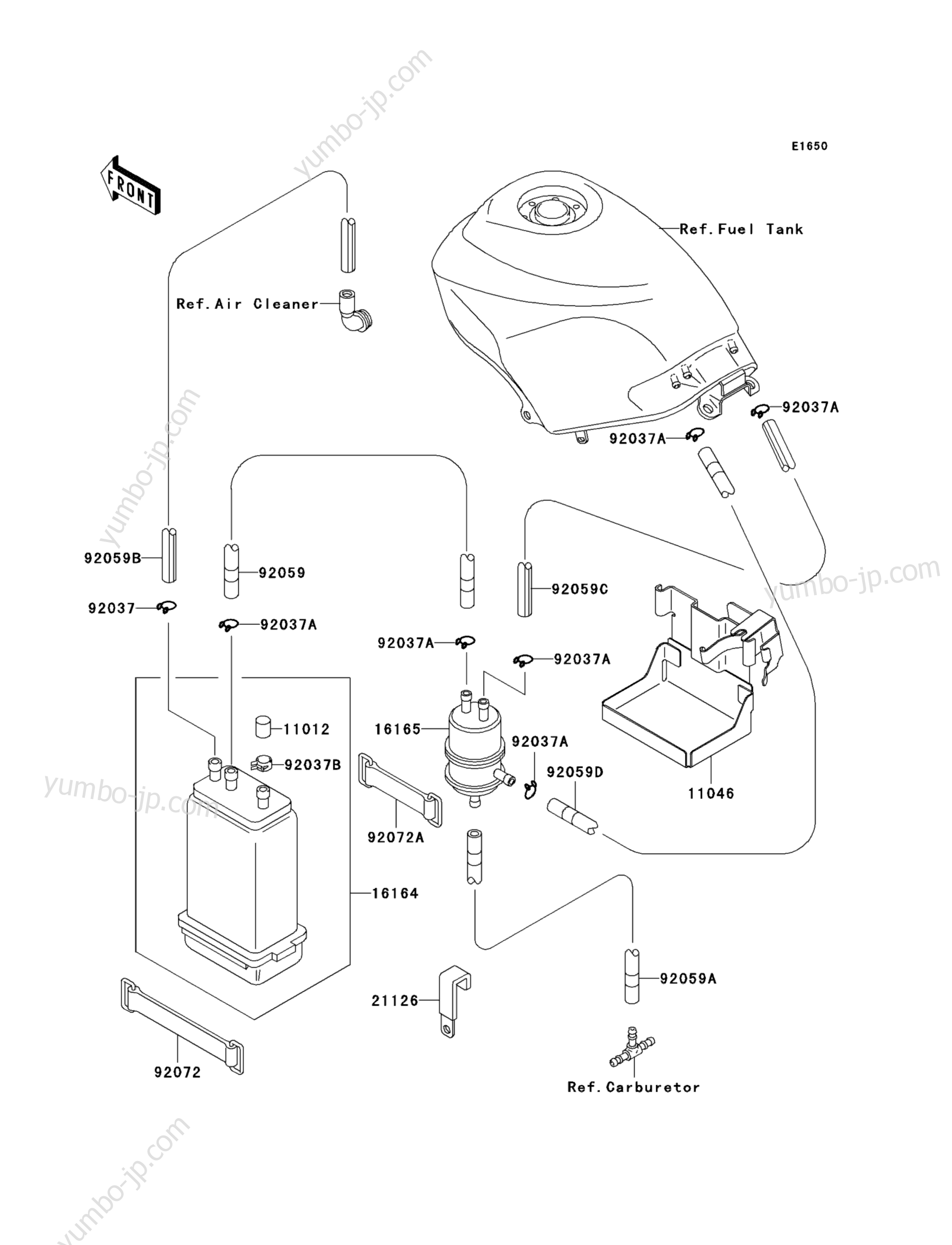 Fuel Evaporative System(CA) for motorcycles KAWASAKI NINJA 250R (EX250-F15) 2001 year