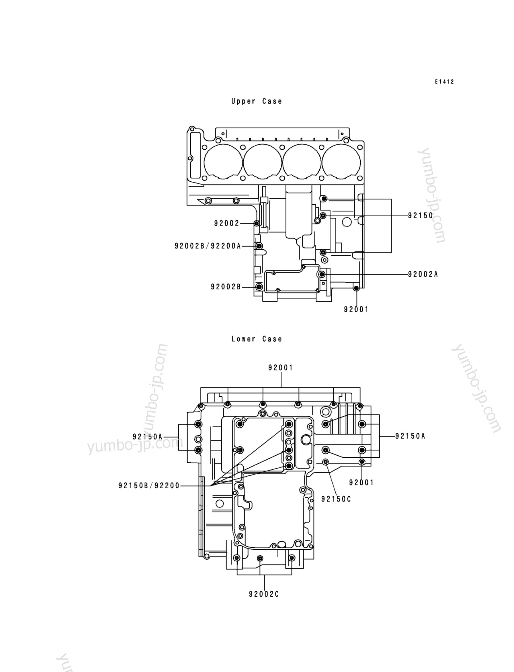 CRANKCASE BOLT PATTERN для мотоциклов KAWASAKI ZRX1100 (ZR1100-C4) 2000 г.