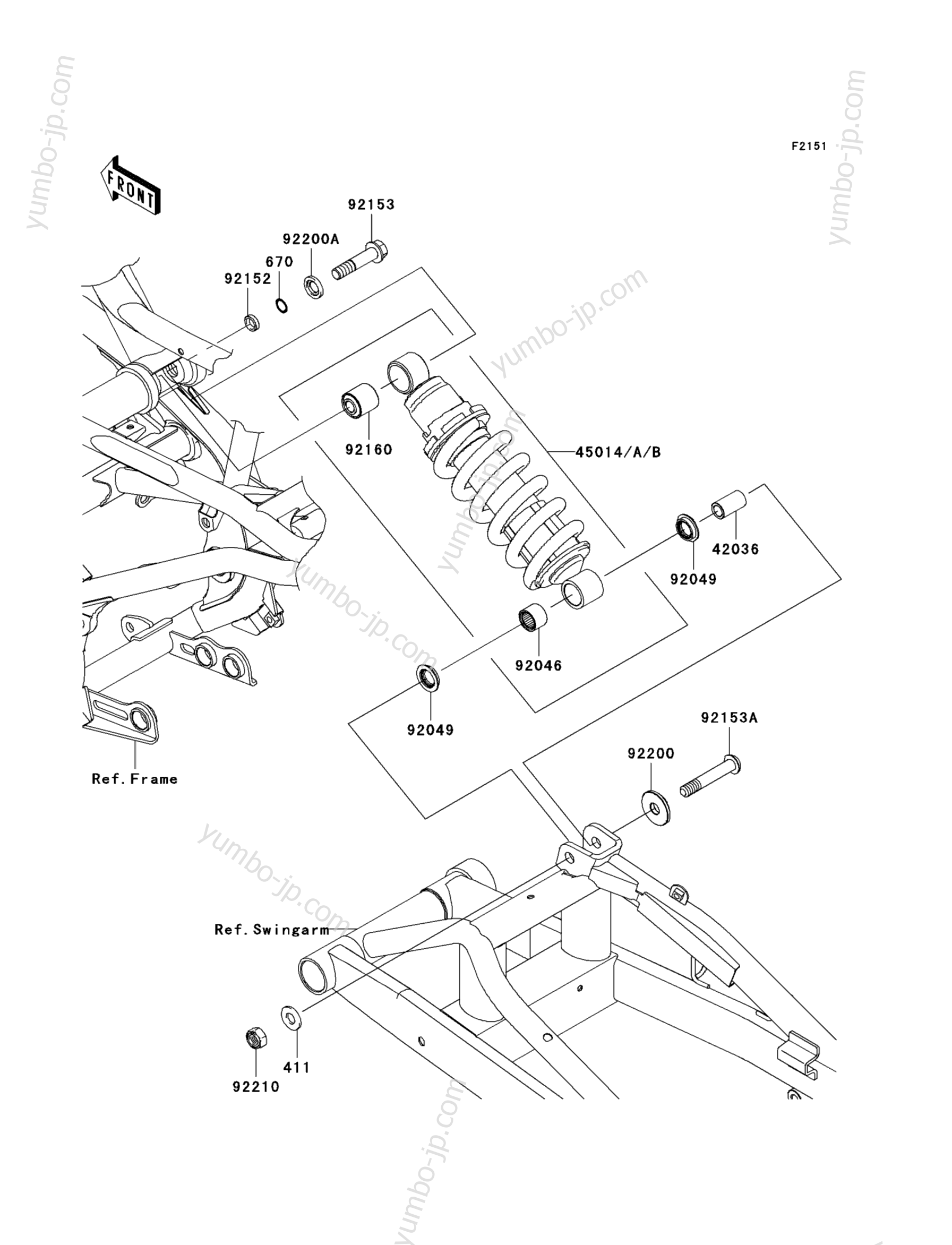 SUSPENSION/SHOCK ABSORBER для мотоциклов KAWASAKI ER-6N (ER650C9F) 2009 г.