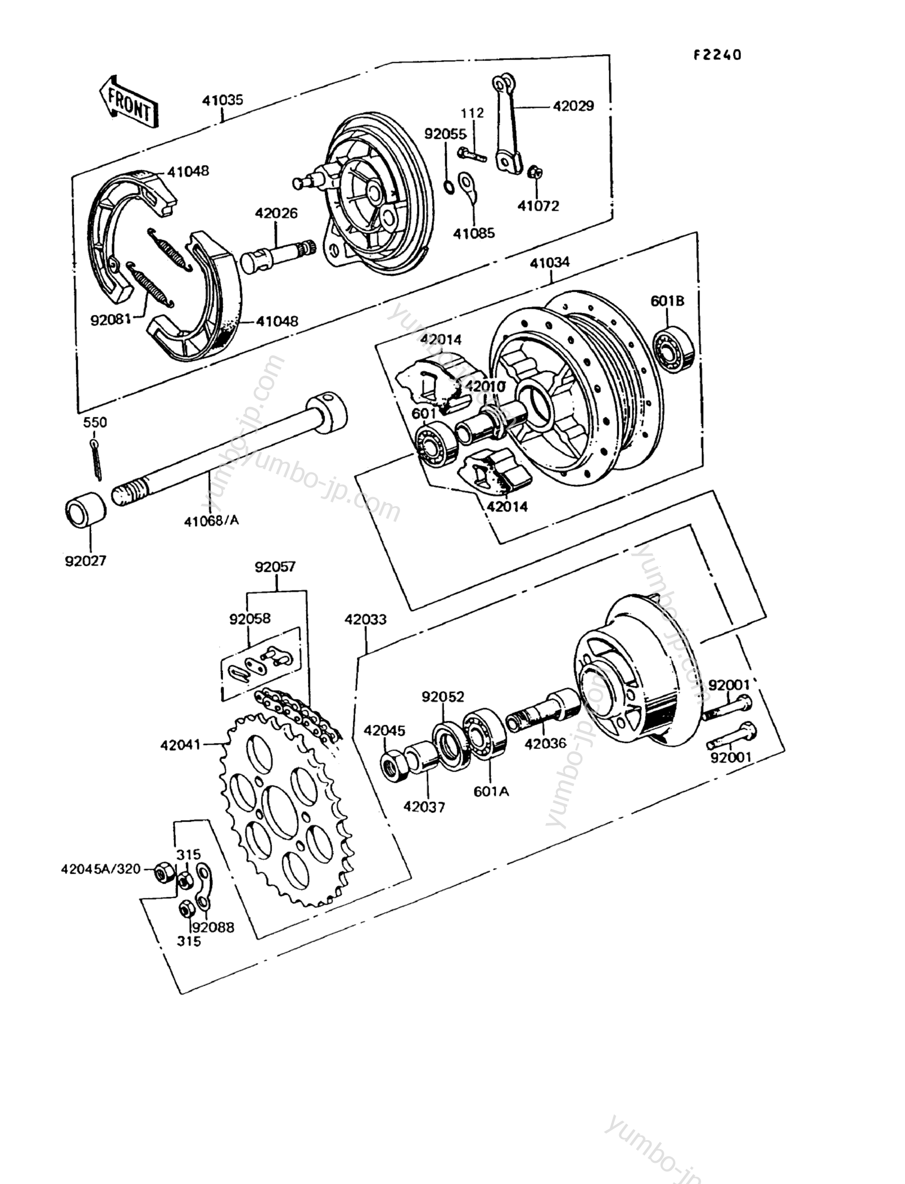 REAR HUB for motorcycles KAWASAKI KE100 (KE100-B12) 1993 year