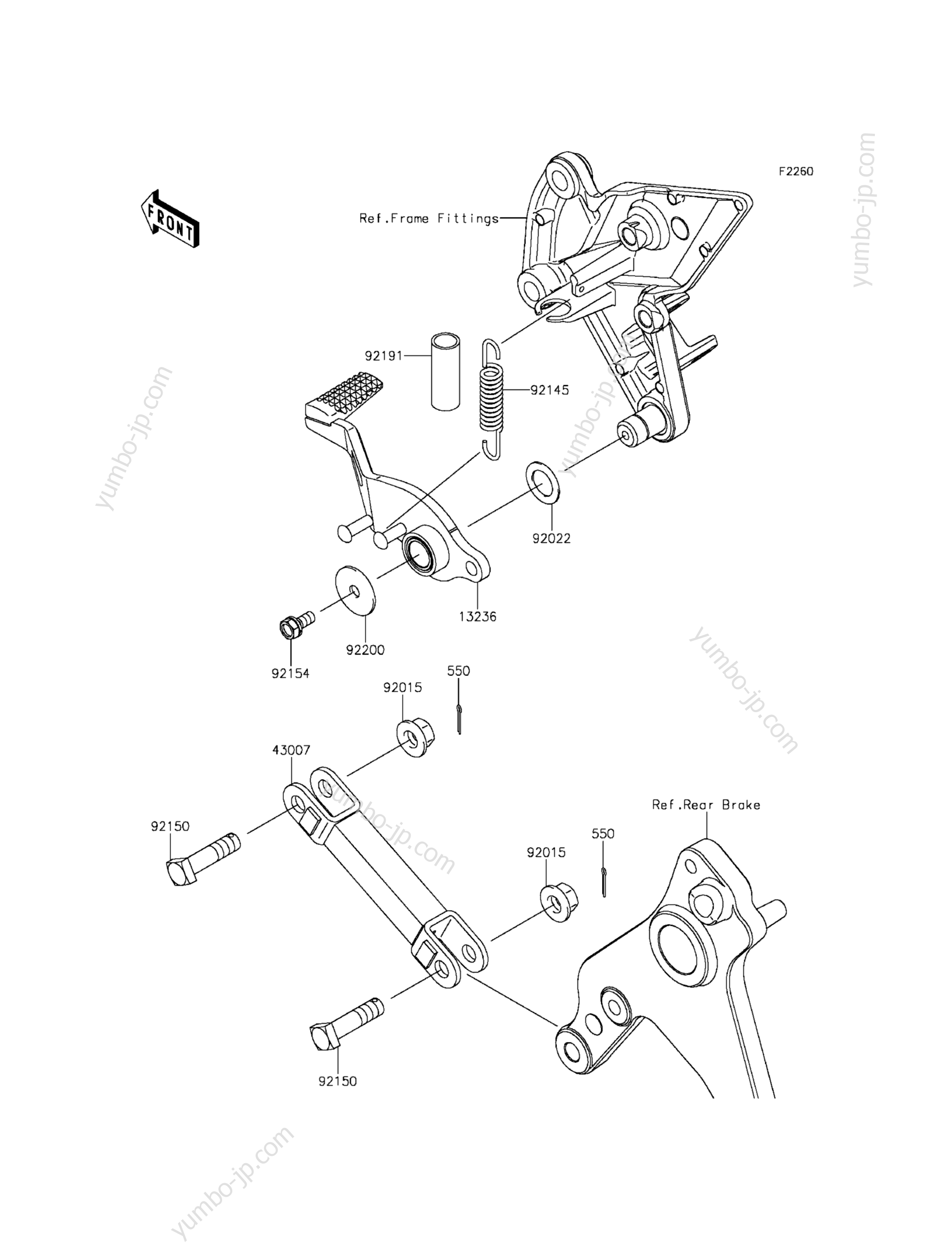 BRAKE PEDAL/TORQUE LINK для мотоциклов KAWASAKI Z1000 ABS (ZR1000GFF) 2015 г.