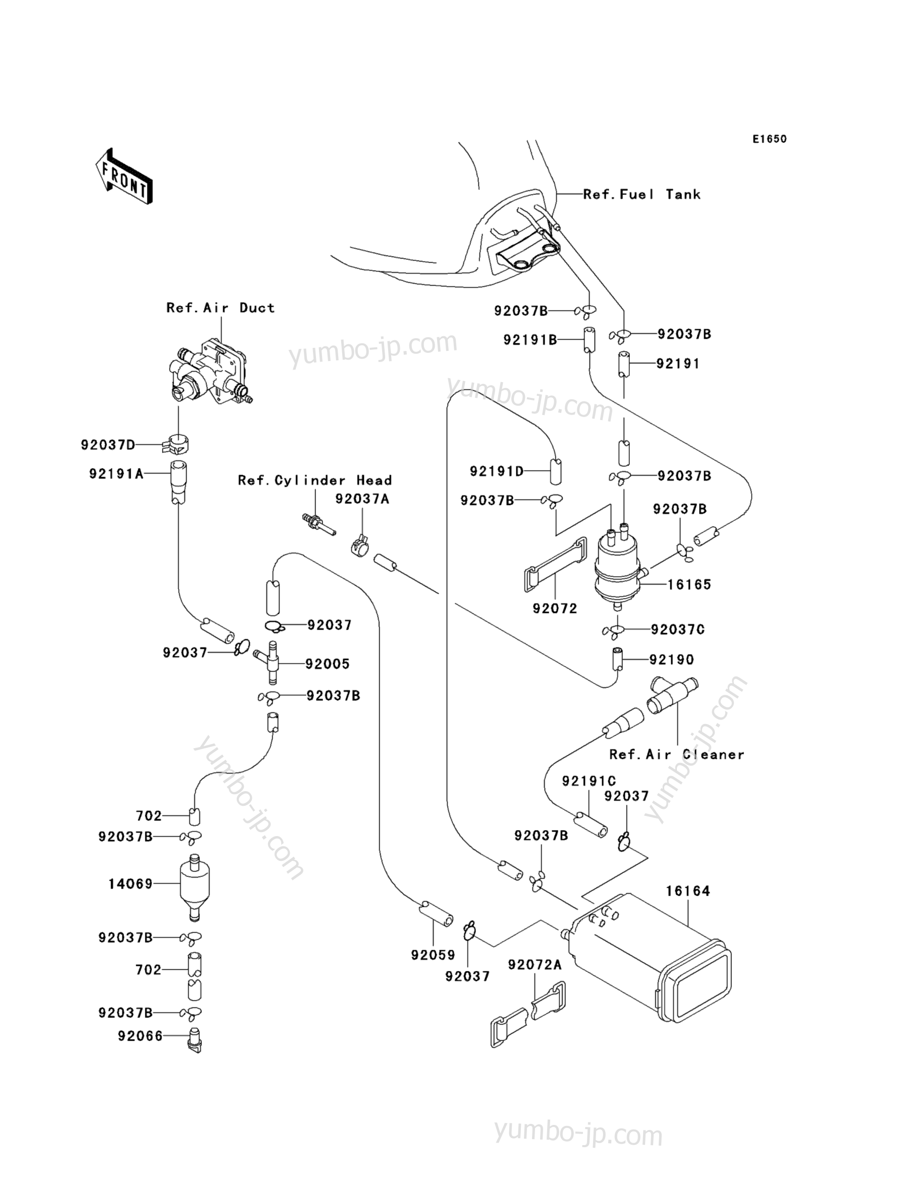 FUEL EVAPORATIVE SYSTEM для мотоциклов KAWASAKI NINJA ZX-9R (ZX900-C1) 1998 г.