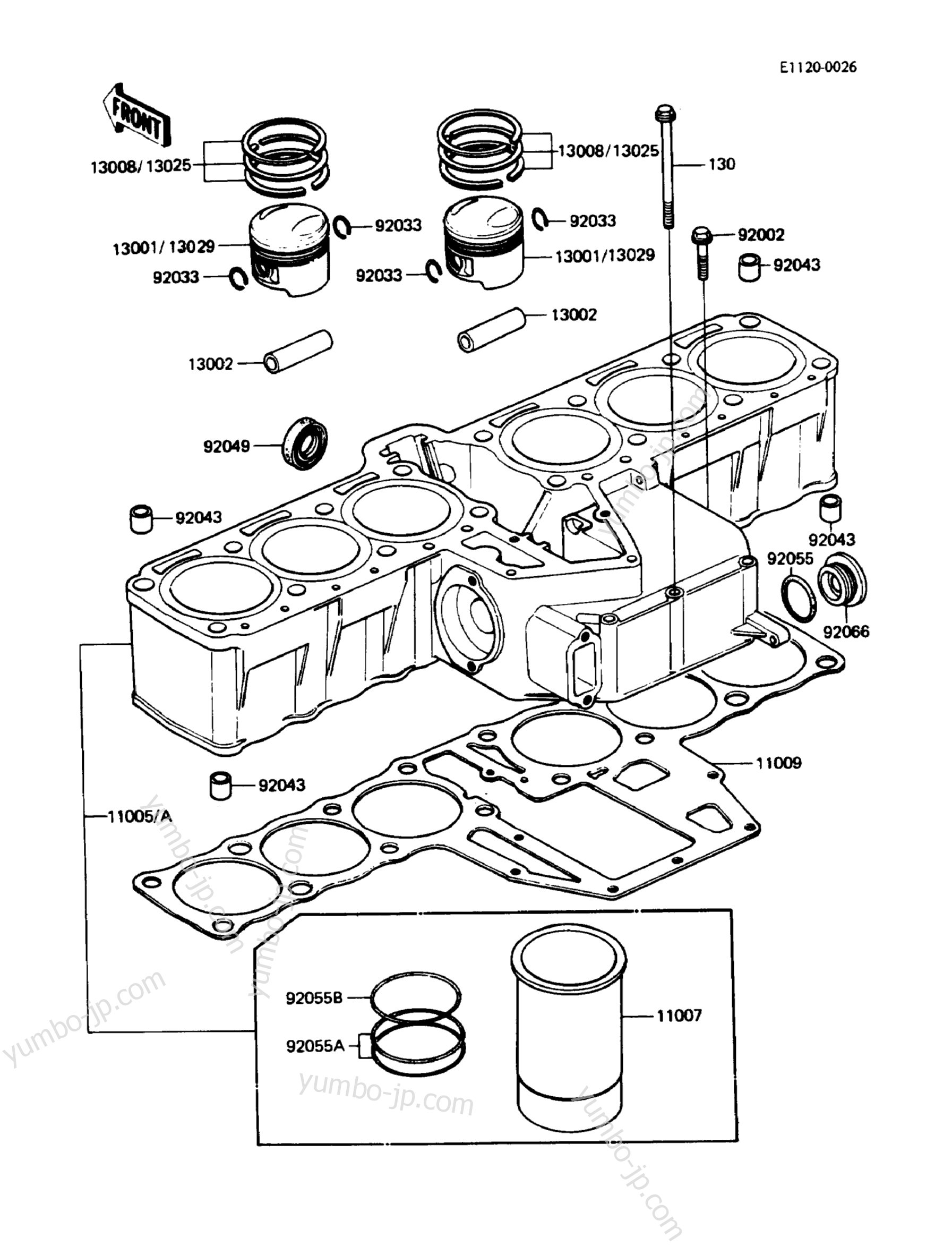 Cylinder/Piston(s) for motorcycles KAWASAKI VOYAGER (ZN1300-A6) 1988 year