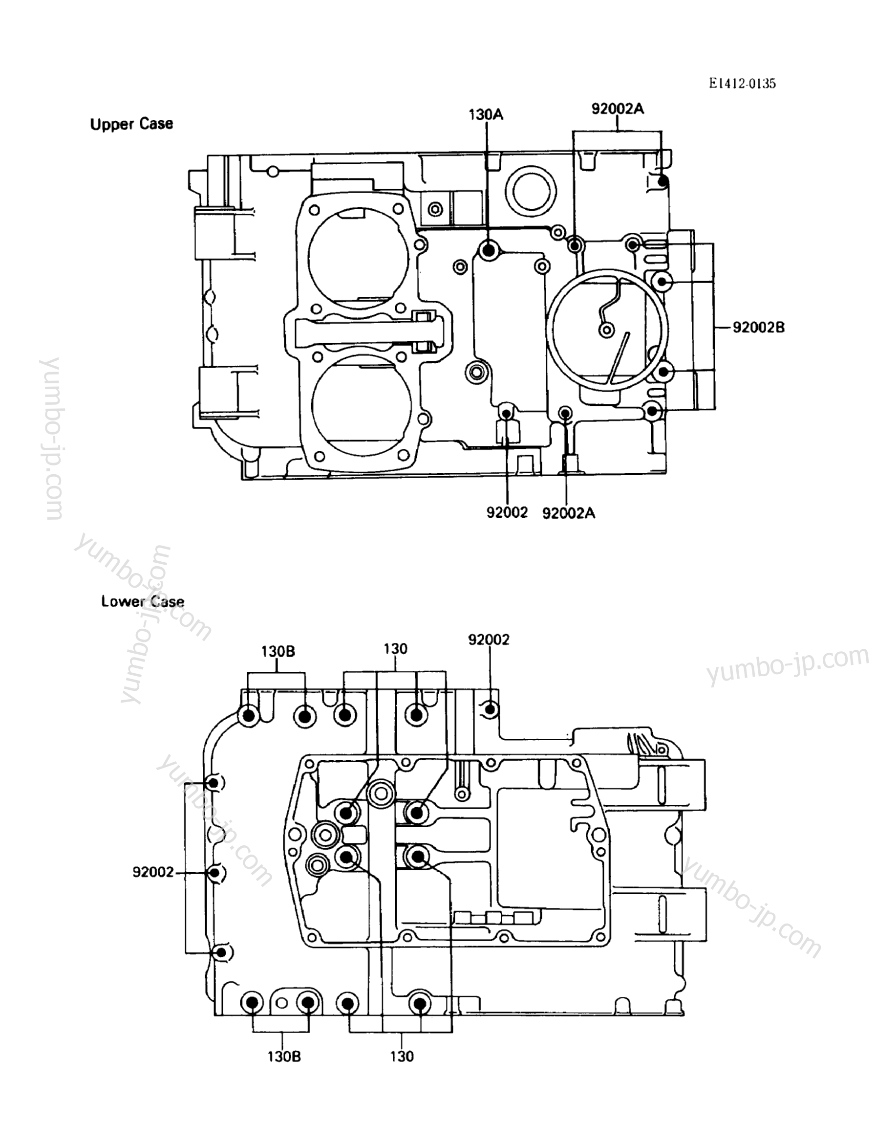 CRANKCASE BOLT PATTERN for motorcycles KAWASAKI EX500 (EX500-A3) 1989 year