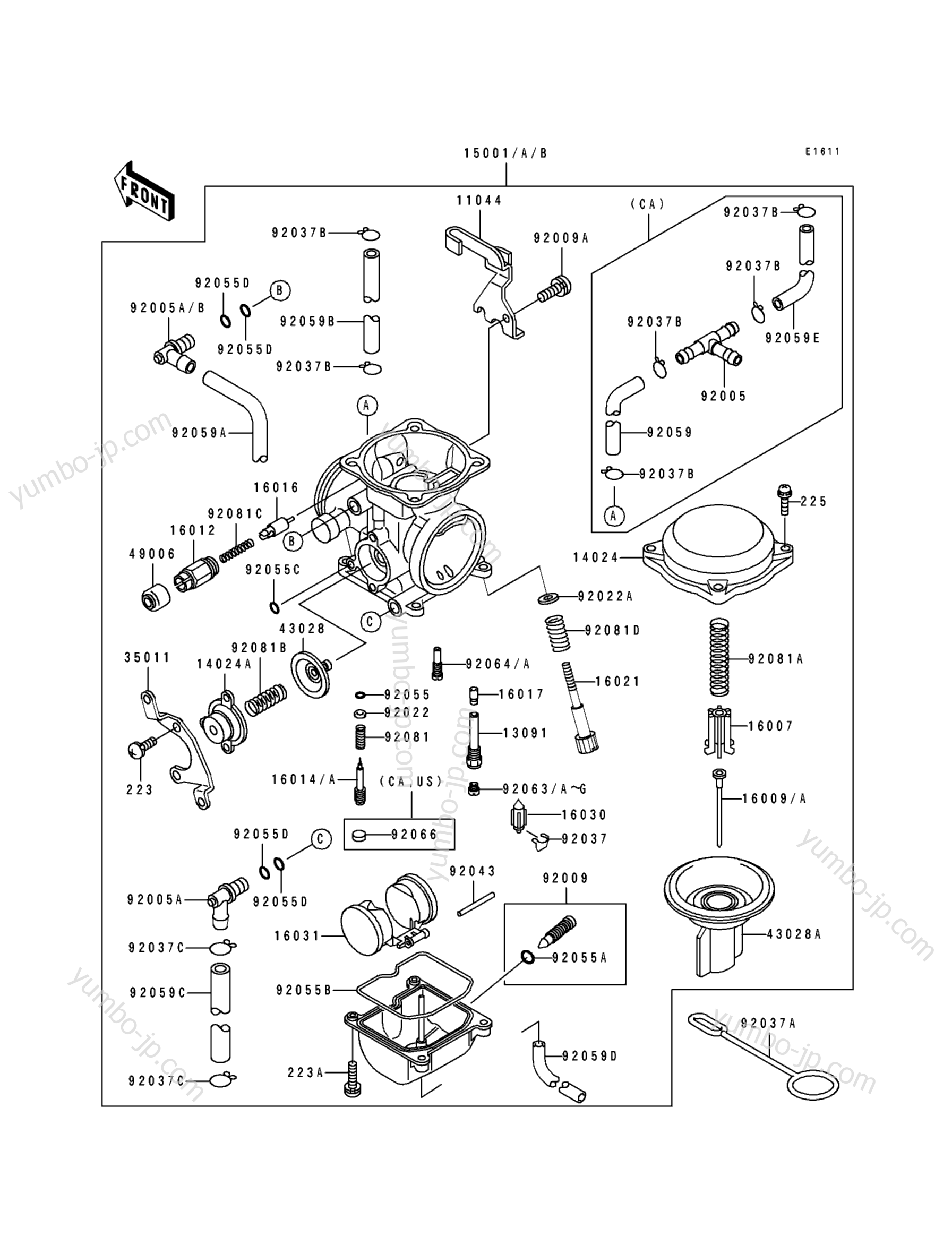 Carburetor(2/3) для мотоциклов KAWASAKI KL650 (KL650-B3) 1991 г.