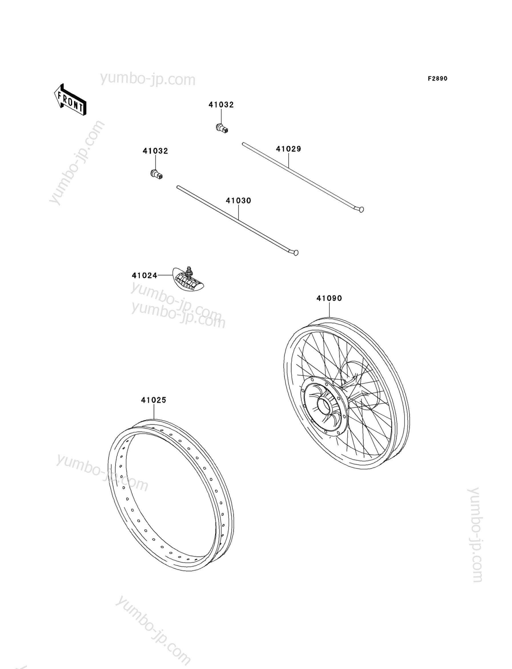 Optional Parts(20" Front Wheel) for motorcycles KAWASAKI KX250 (KX250-L3) 2001 year