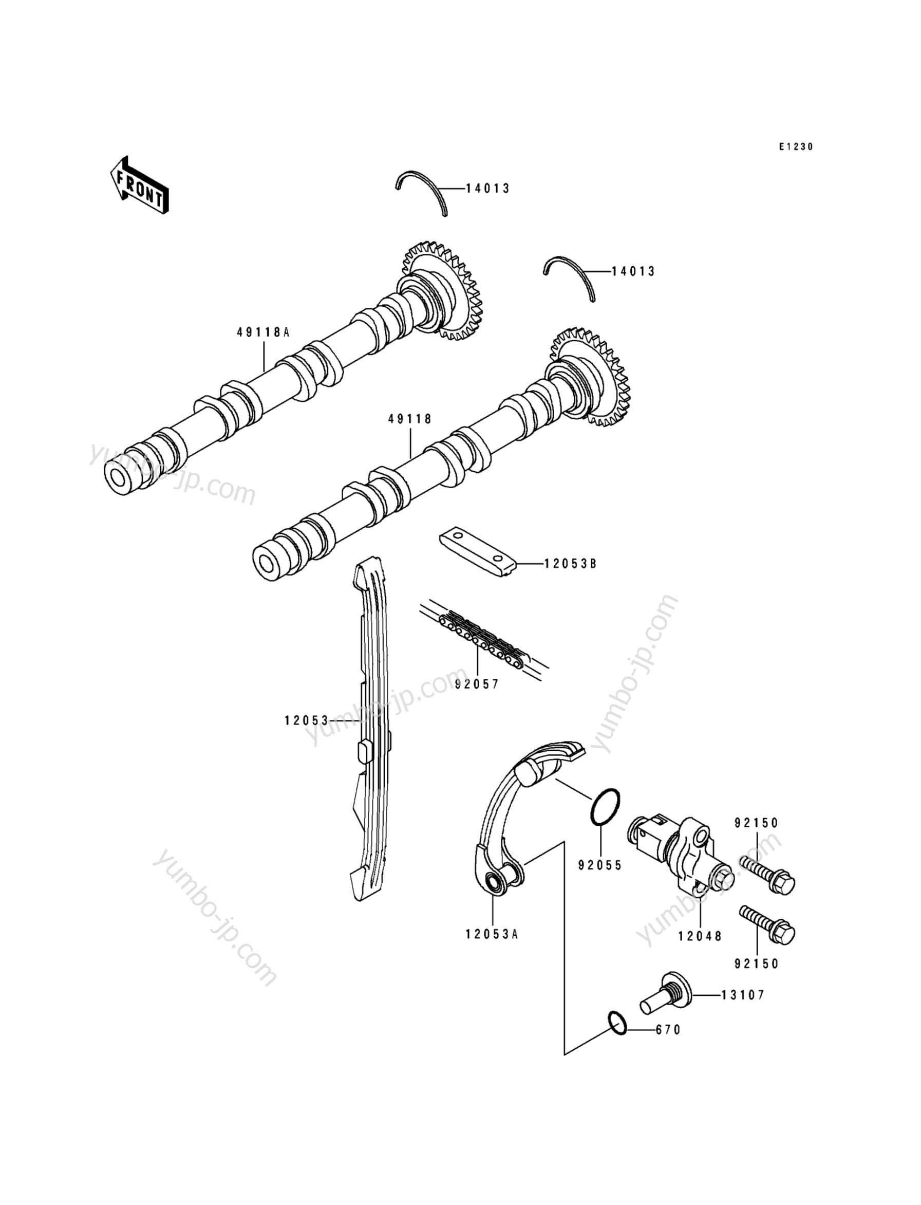 Camshaft(s)/Tensioner для мотоциклов KAWASAKI NINJA ZX-7 (ZX750-L2) 1994 г.